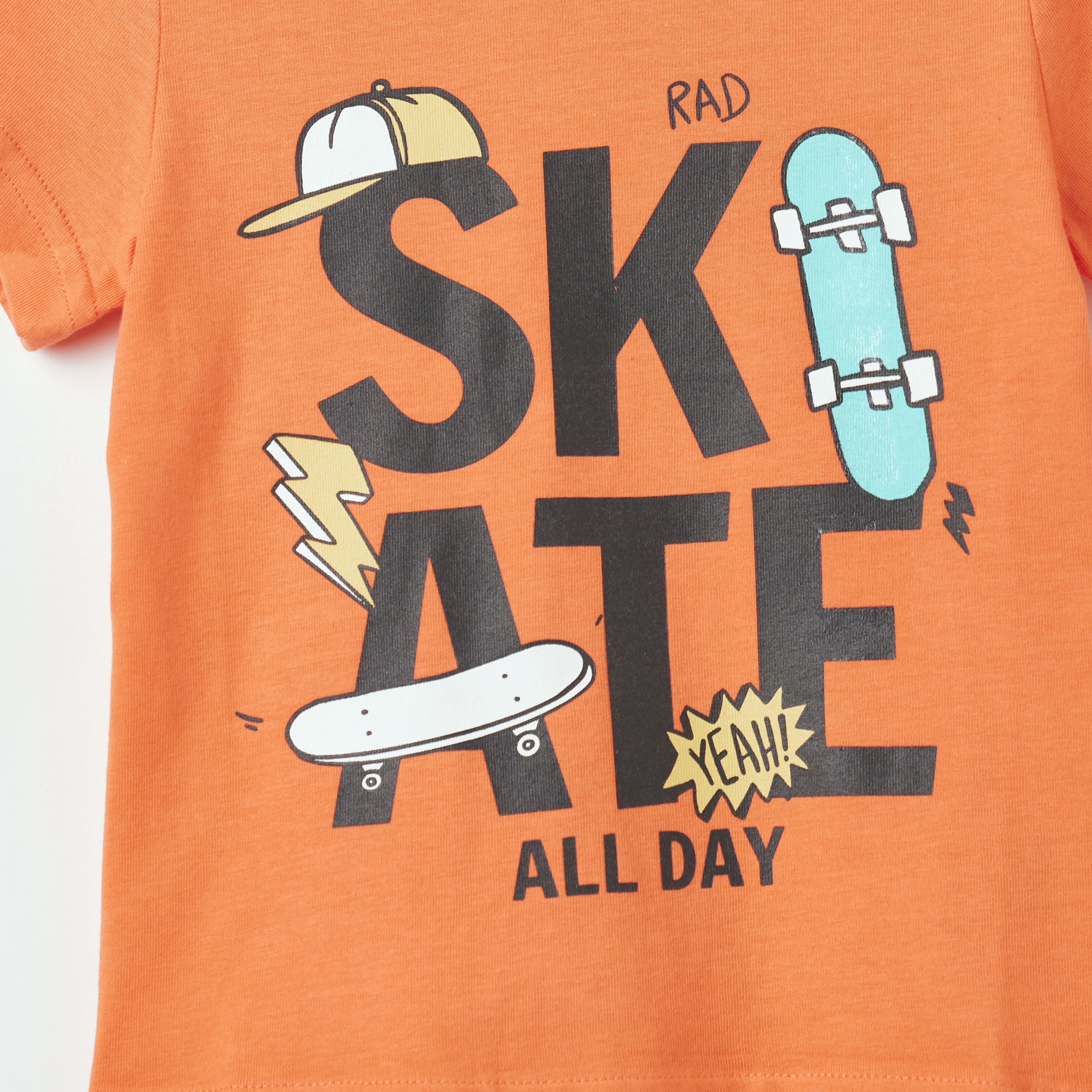 Juniors Graphic Print T-shirt with Short Sleeves and Round Neck-boys-clothing-tshirtsandpolos-image-3