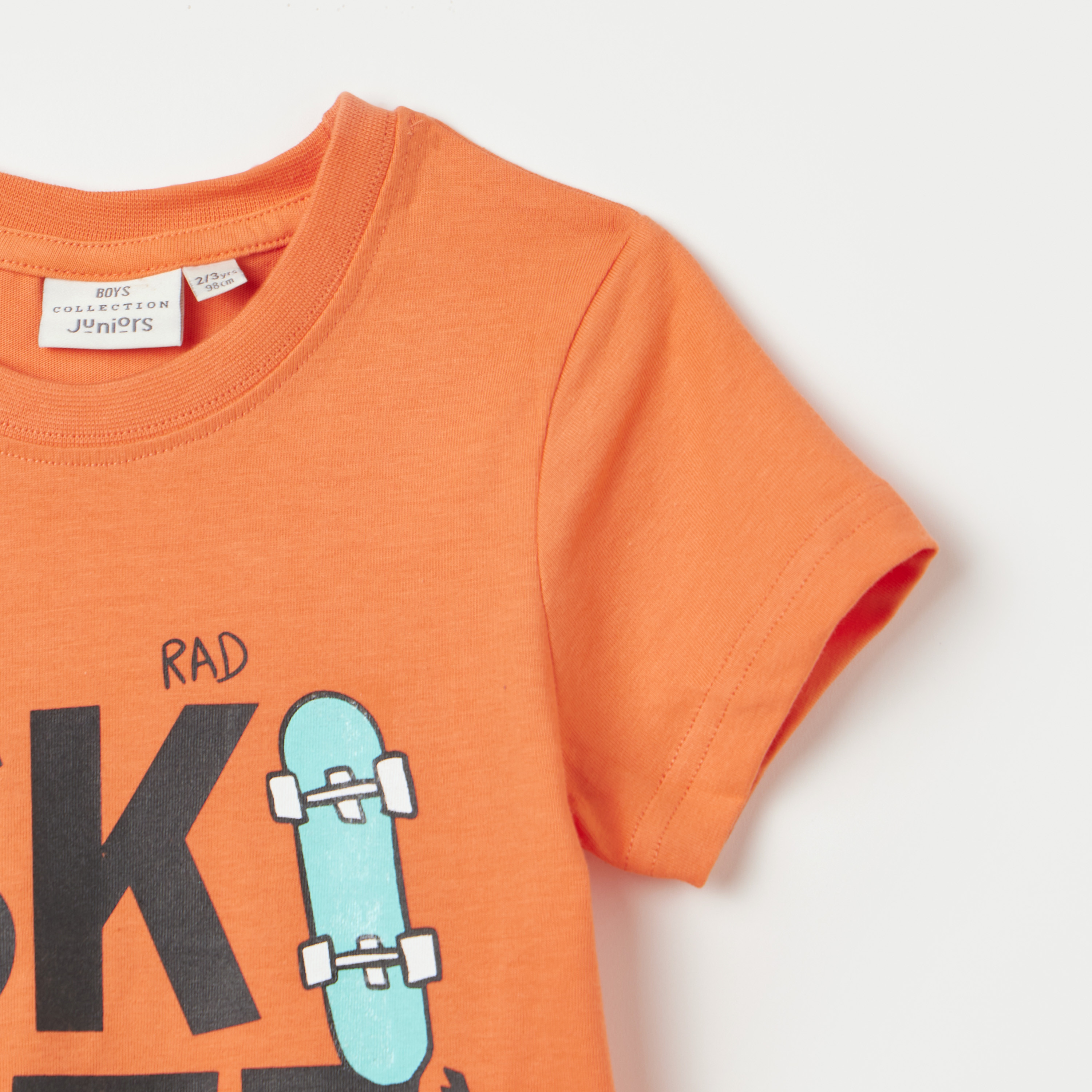 Juniors Graphic Print T-shirt with Short Sleeves and Round Neck-boys-clothing-tshirtsandpolos-image-4