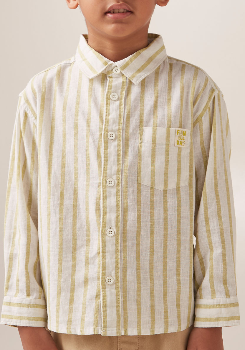 Juniors Striped Shirt with Long Sleeves and Chest Pocket-Shirts-image-2