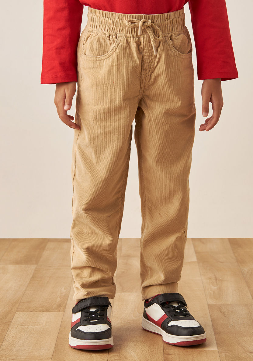 Juniors Textured Pants with Drawstring Closure and Pockets-Pants-image-0