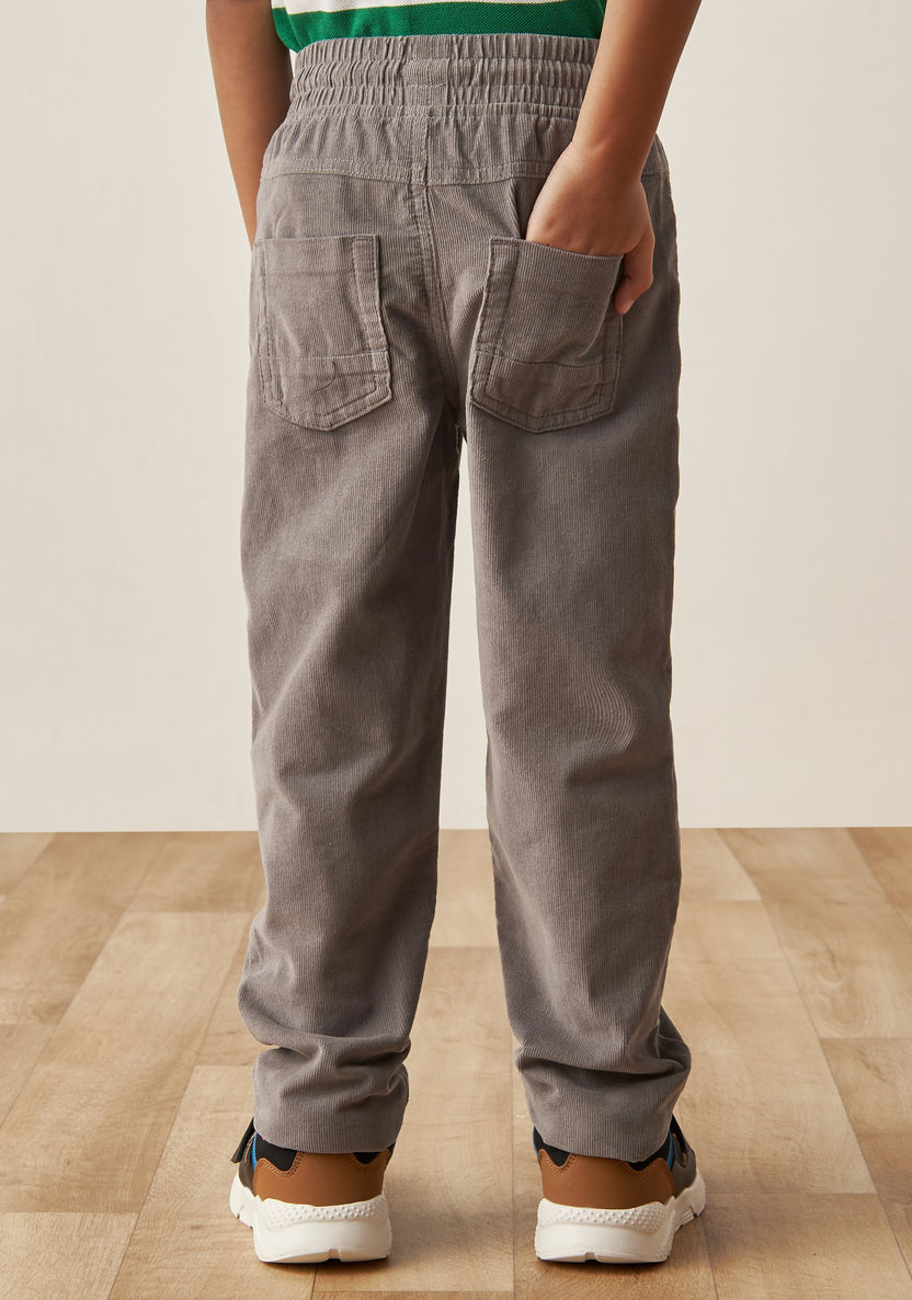 Juniors Solid Corduroy Pants with Drawstring Closure and Pockets-Pants-image-2