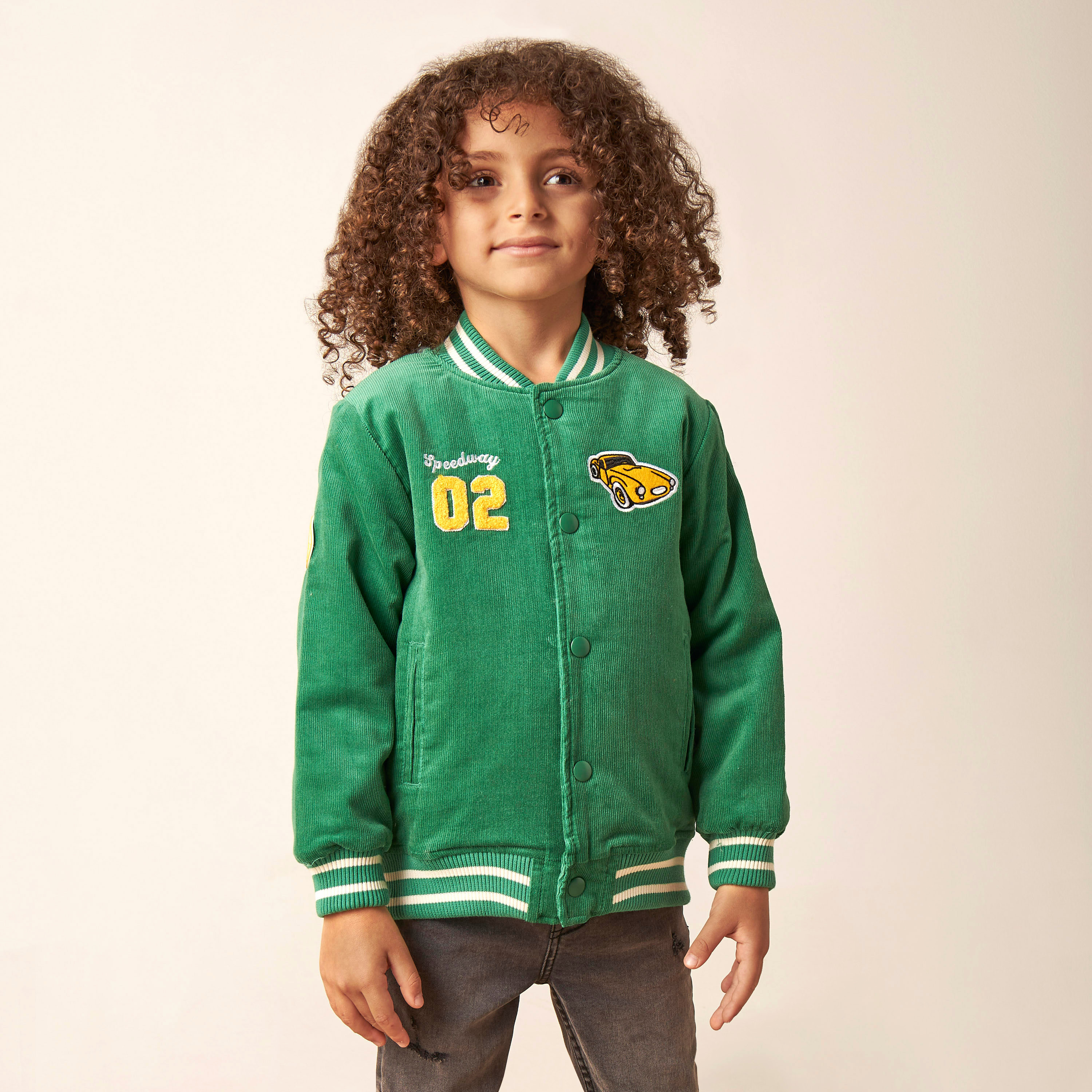 Juniors Applique Detail Varsity Jacket with Long Sleeves-baby-boys-clothing-winterwear-jacketsandblazers-image-1