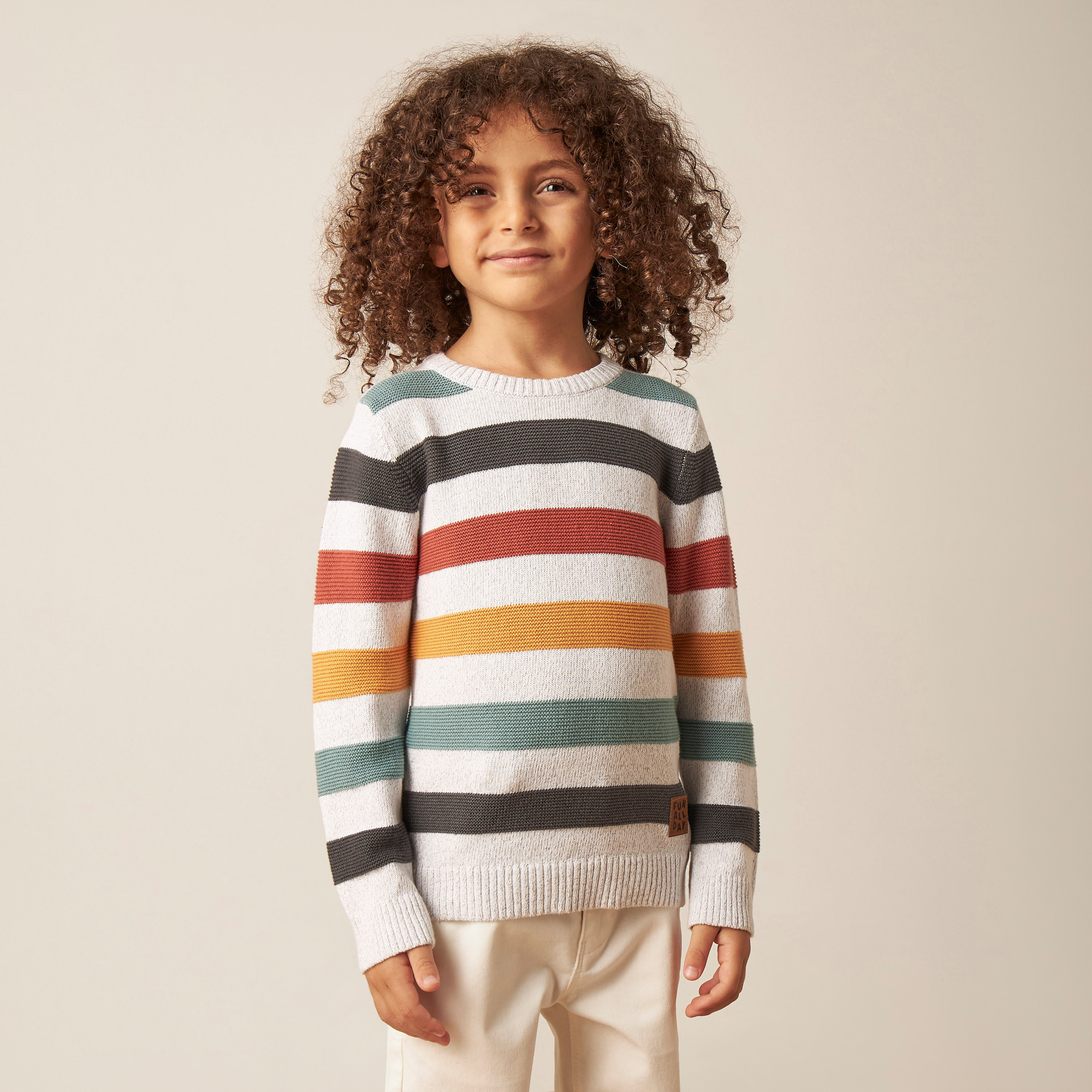 بلوفر مقلم بأكمام طويلة وياقة ضيقة من جونيورز-baby-boys-clothing-winterwear-jumpersandcardigans-image-1