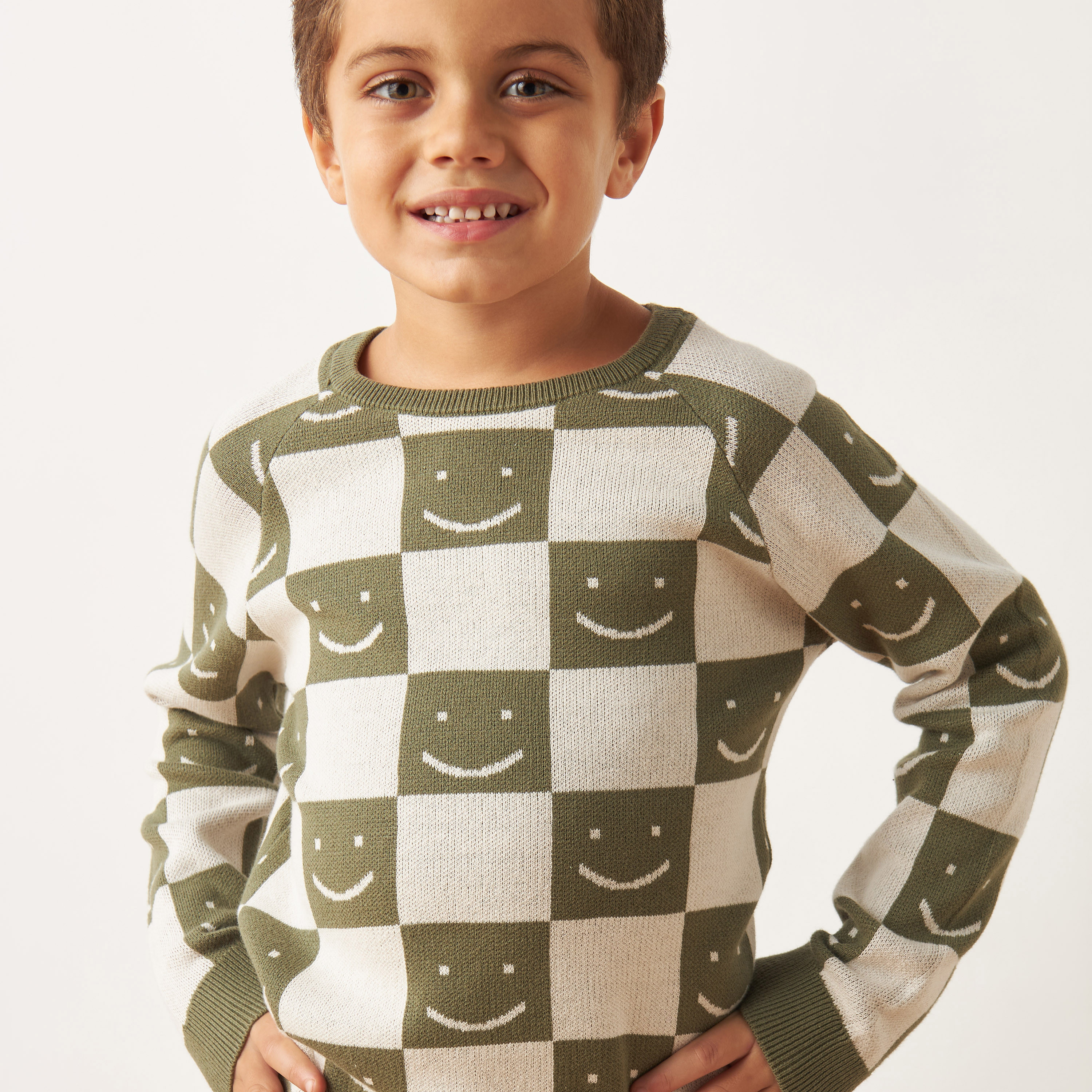 Juniors Checked Crew Neck Sweater-baby-boys-clothing-winterwear-jumpersandcardigans-image-3