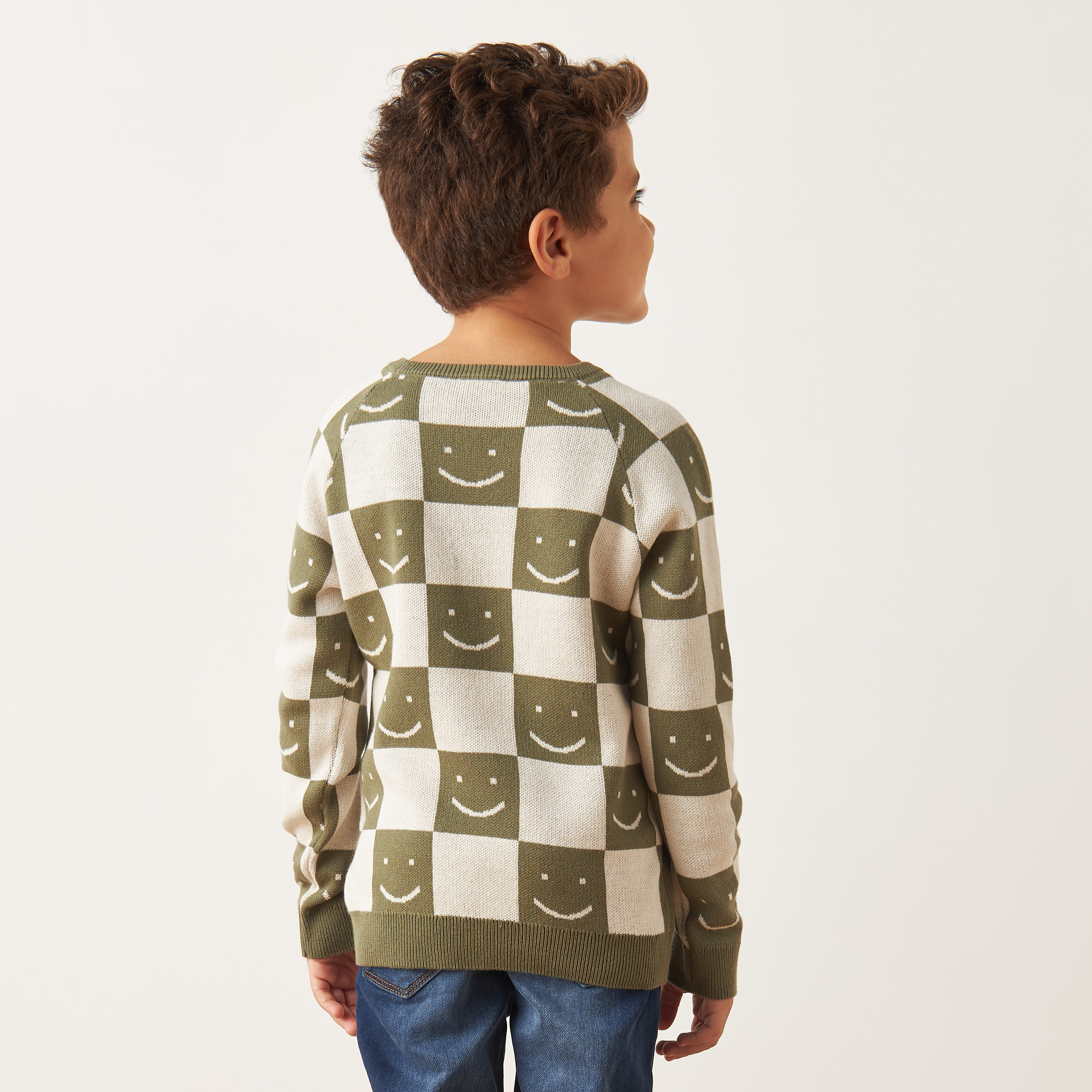 Juniors Checked Crew Neck Sweater-baby-boys-clothing-winterwear-jumpersandcardigans-image-4