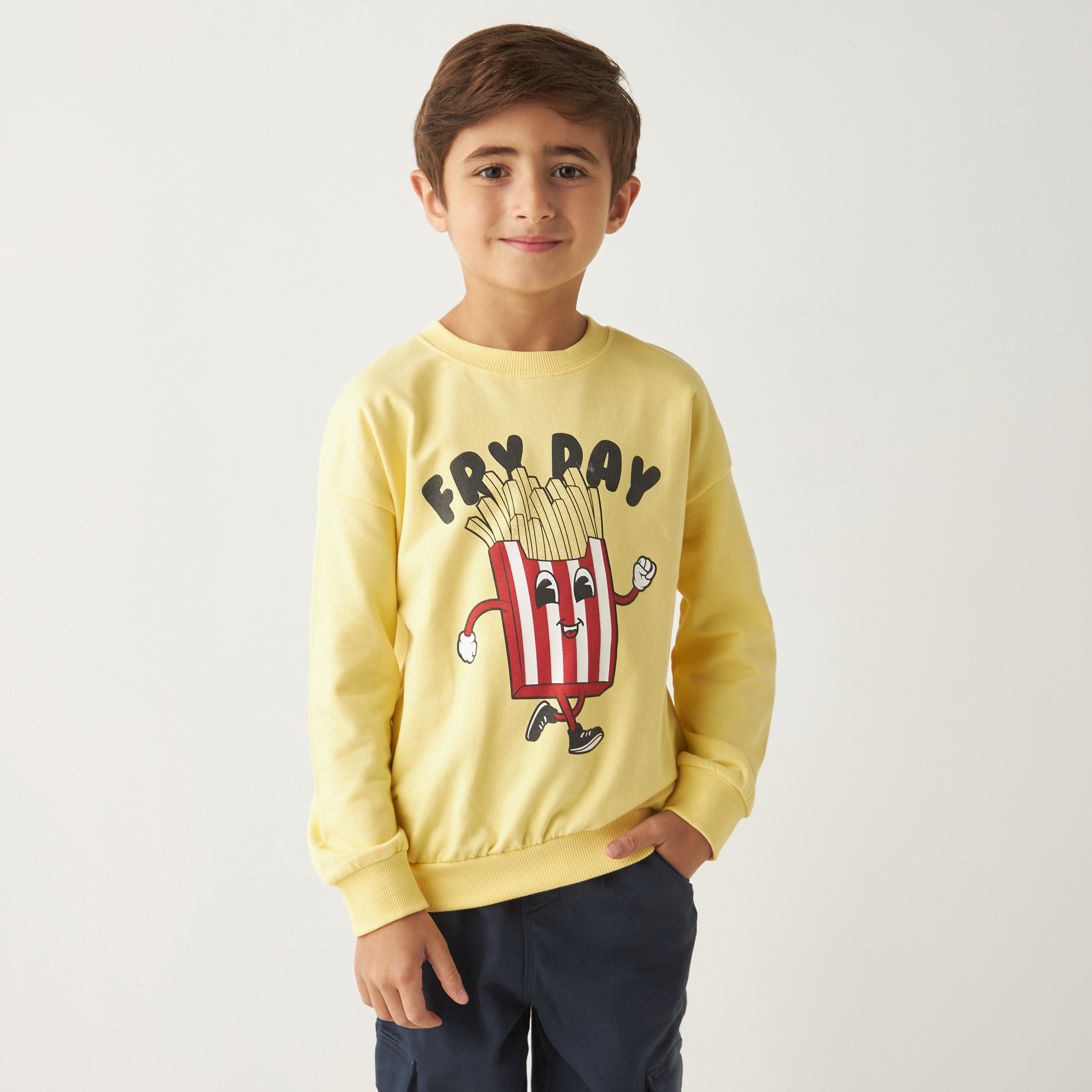 Buy Juniors Printed Sweatshirt with Long Sleeves Online Babyshop UAE