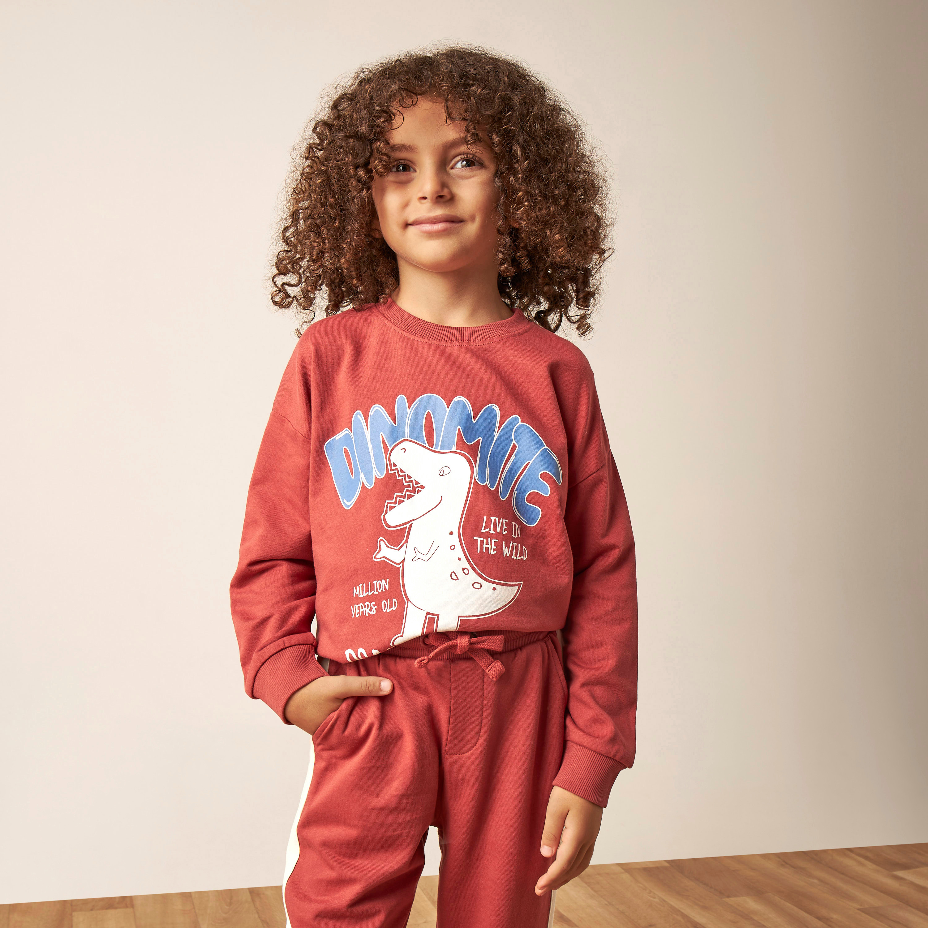 Buy Baby Boys Juniors Dinosaur Print Sweatshirt with Long Sleeves Online Centrepoint Kuwait