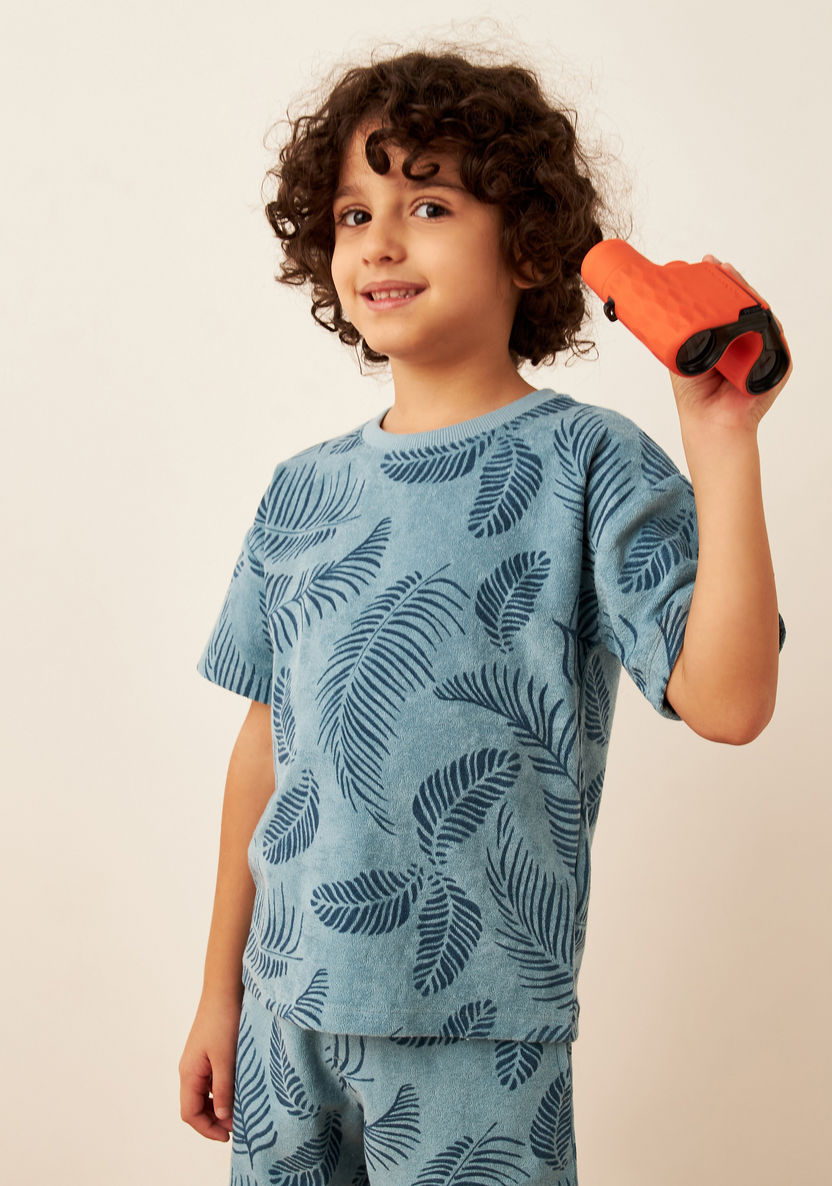 Juniors All-Over Leaf Print T-shirt and Shorts Set-Clothes Sets-image-1