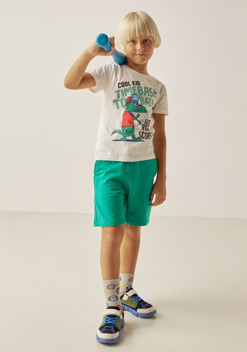 Juniors Graphic Print 3-Piece T-shirt and Shorts Set-Clothes Sets-image-0