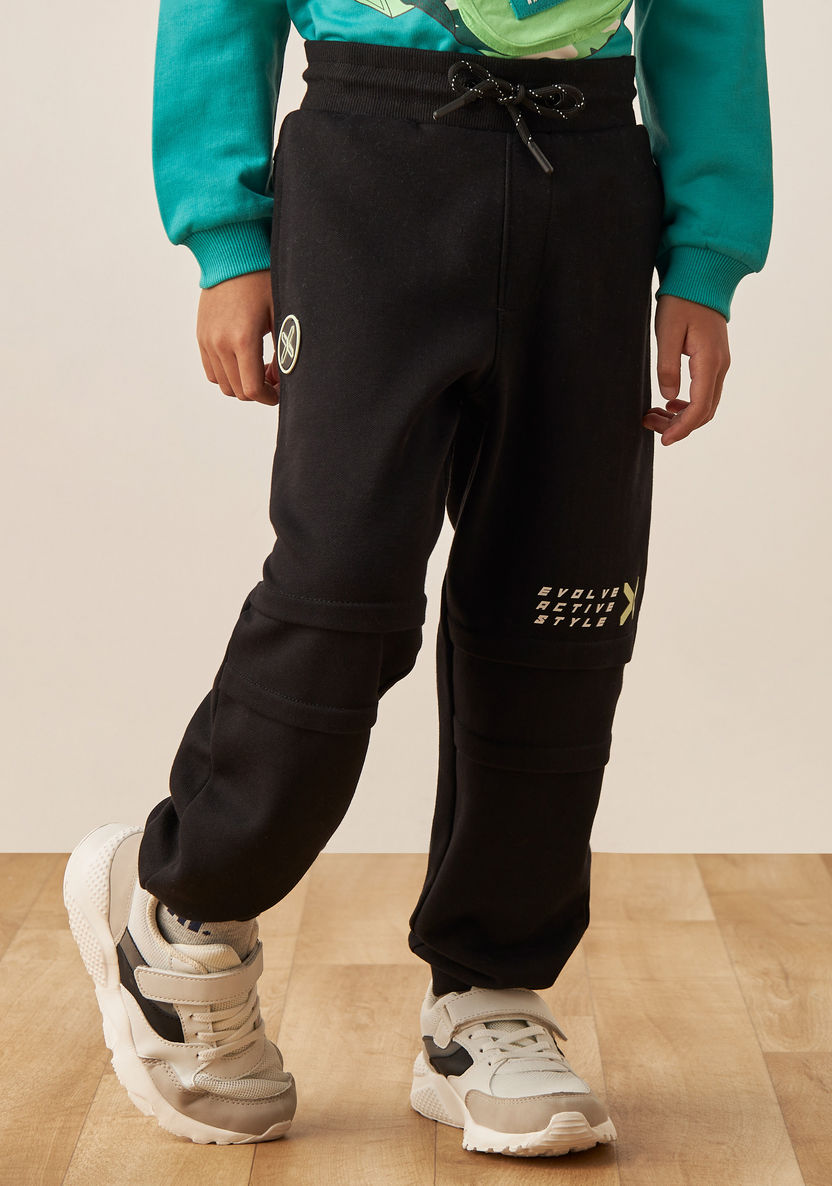 XYZ Printed Panelled Joggers with Drawstring Closure-Joggers-image-0