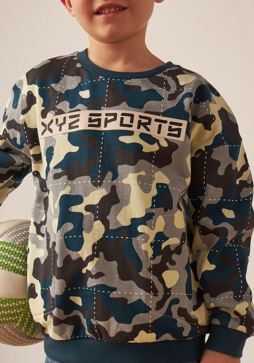 XYZ Camouflage Print Pullover with Crew Neck and Long Sleeves-Sweatshirts-image-2