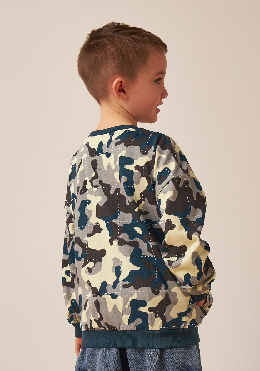 XYZ Camouflage Print Pullover with Crew Neck and Long Sleeves-Sweatshirts-image-3