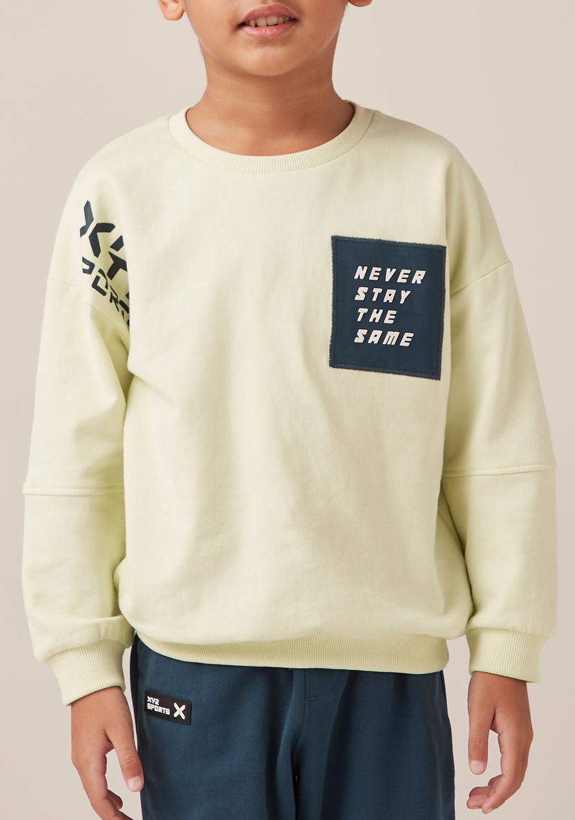 XYZ Typography Print Pullover with Crew Neck and Long Sleeves-Sweatshirts-image-2