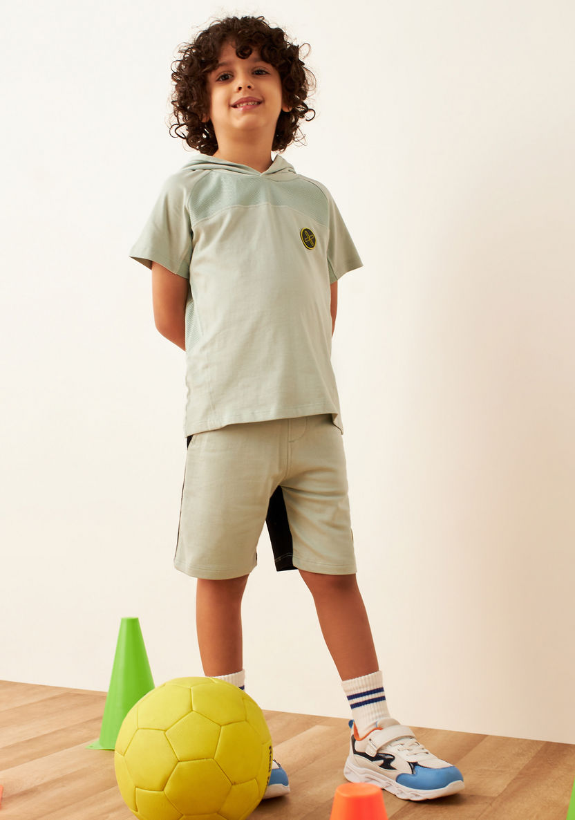 Juniors Panelled Hooded T-shirt and Shorts Set-Clothes Sets-image-0