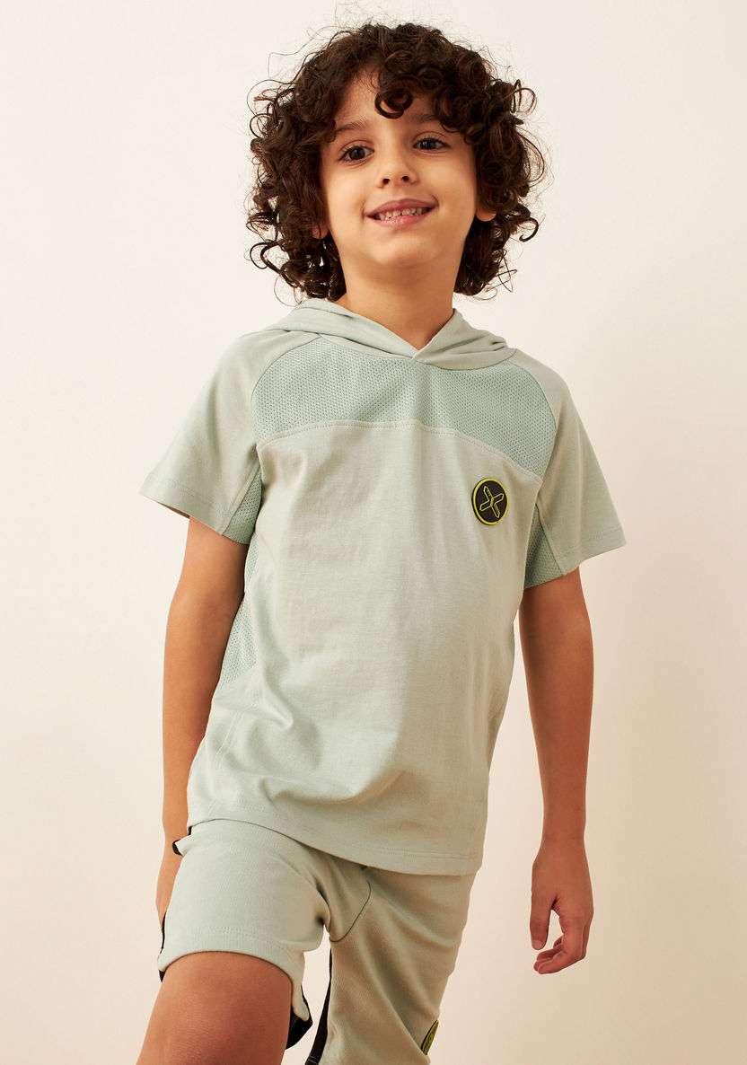 Juniors Panelled Hooded T-shirt and Shorts Set-Clothes Sets-image-1
