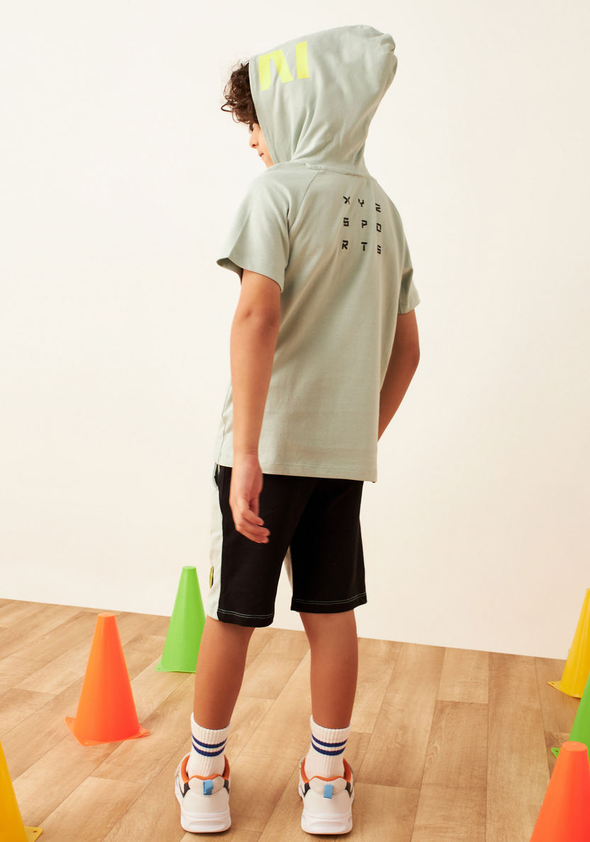Juniors Panelled Hooded T-shirt and Shorts Set-Clothes Sets-image-3