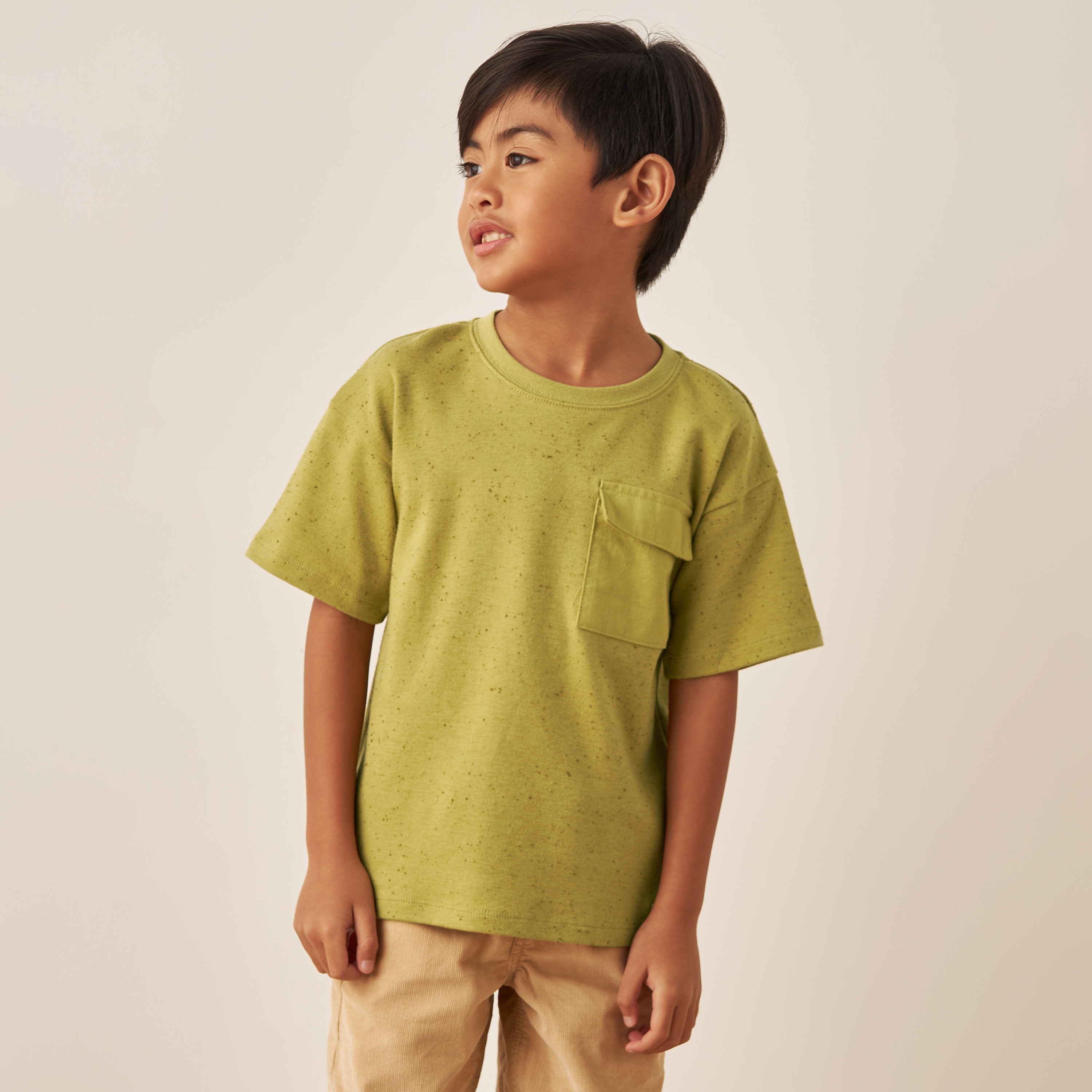 Eligo Printed T-shirt with Drop Shoulder Sleeves and Flap Pocket-boys-clothing-tshirtsandpolos-image-1