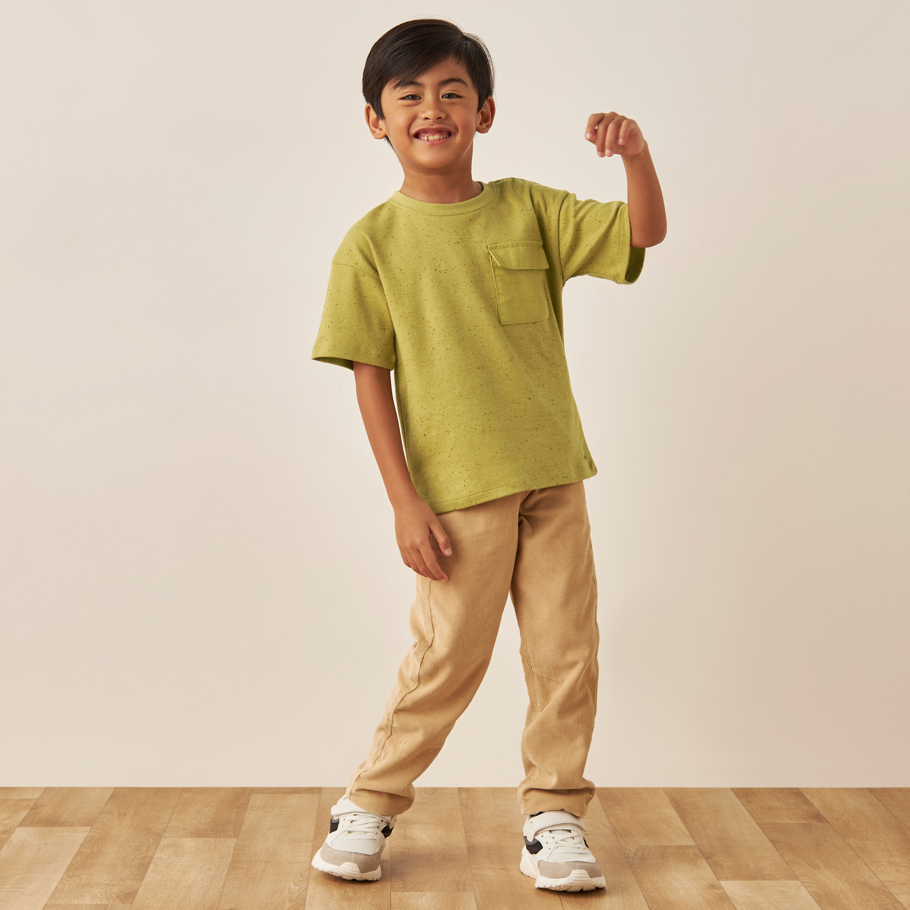 Eligo Printed T-shirt with Drop Shoulder Sleeves and Flap Pocket-boys-clothing-tshirtsandpolos-image-2