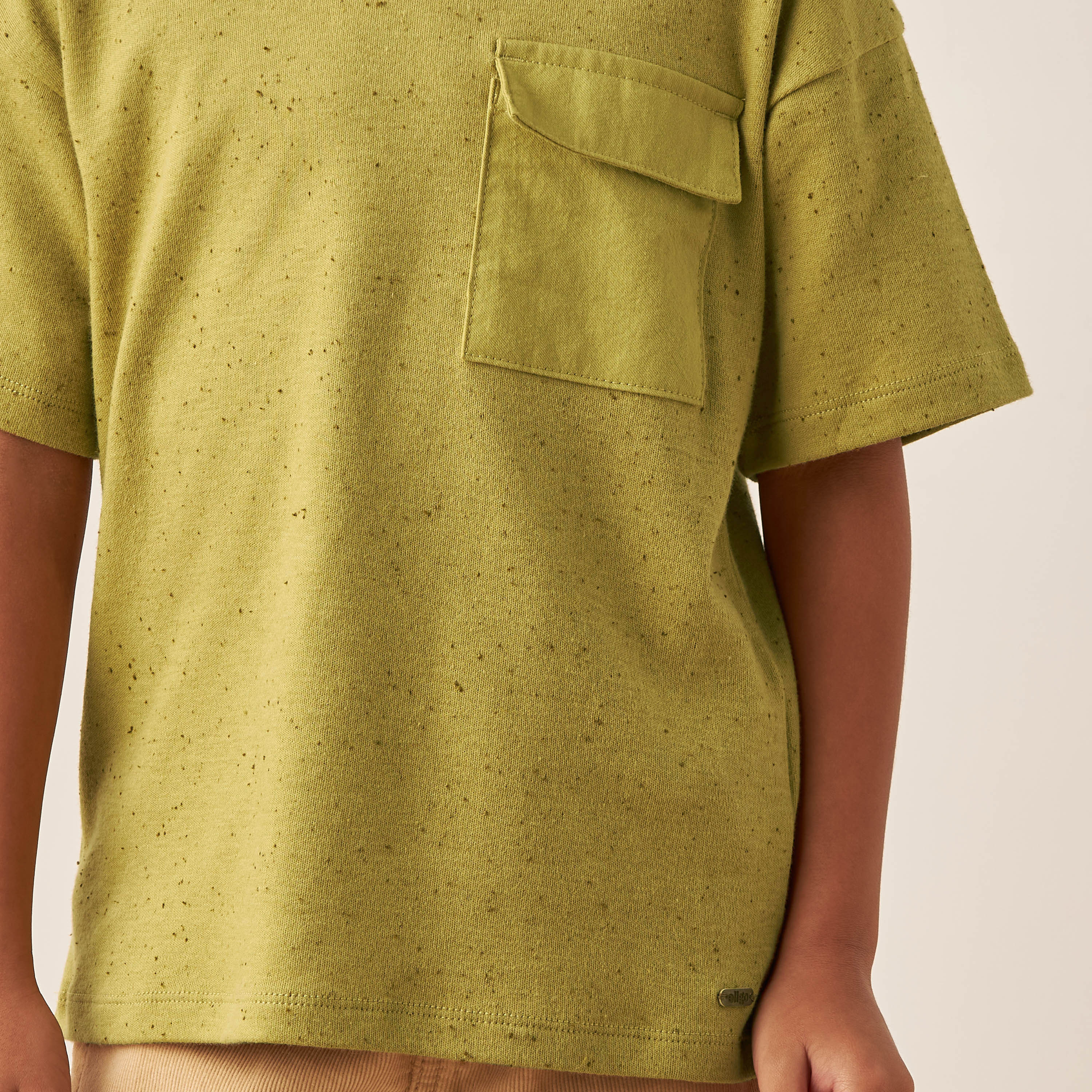 Eligo Printed T-shirt with Drop Shoulder Sleeves and Flap Pocket-boys-clothing-tshirtsandpolos-image-3