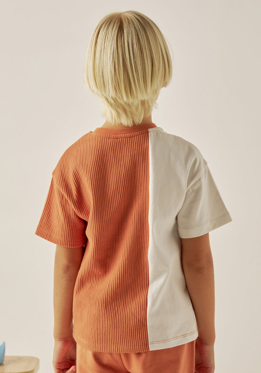 Eligo Colourblock Crew Neck T-shirt with Short Sleeves-T Shirts-image-3