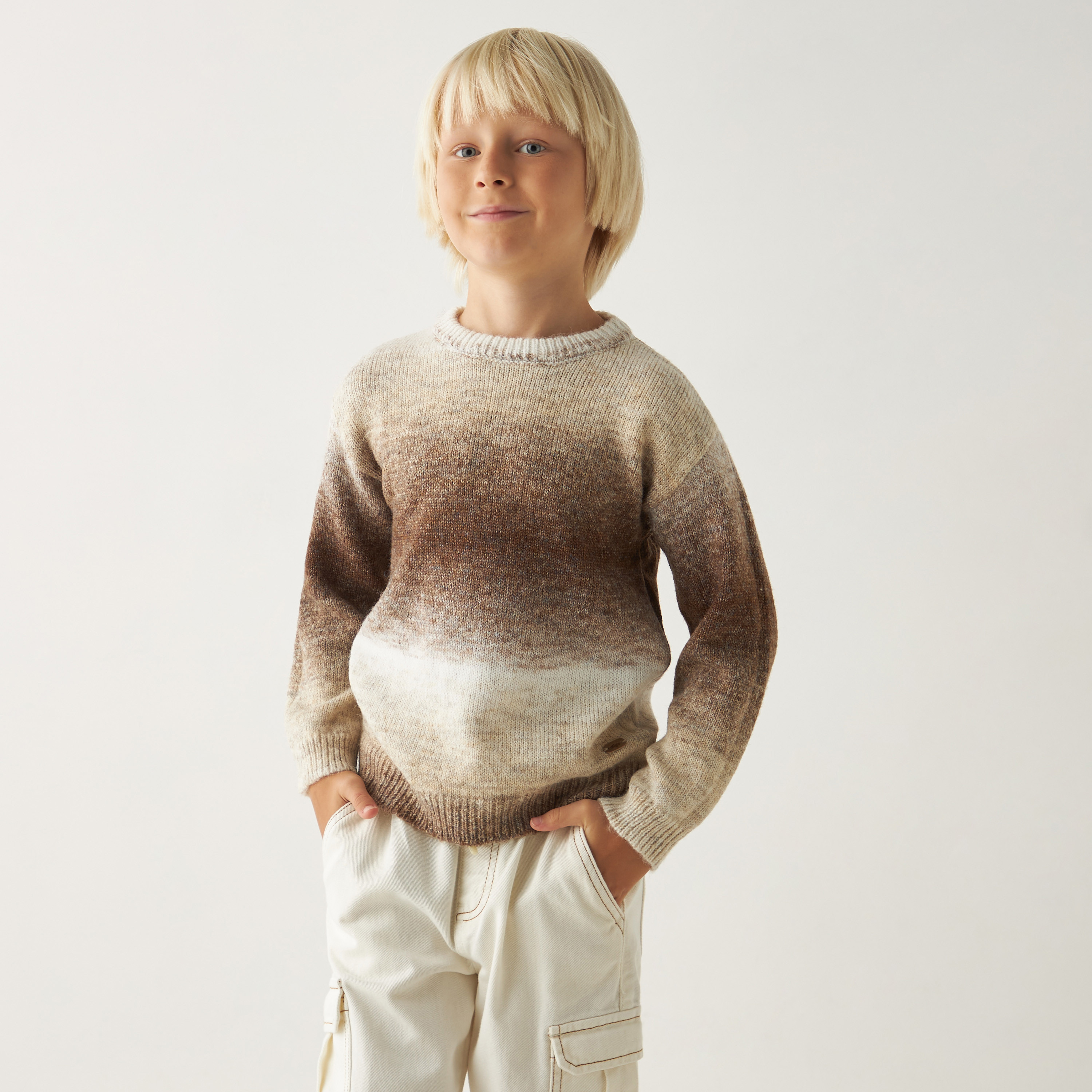 بلوفر أومبري بياقة ضيقة وأكمام طويلة من إليجو-boys-clothing-jumpersandcardigans-image-1