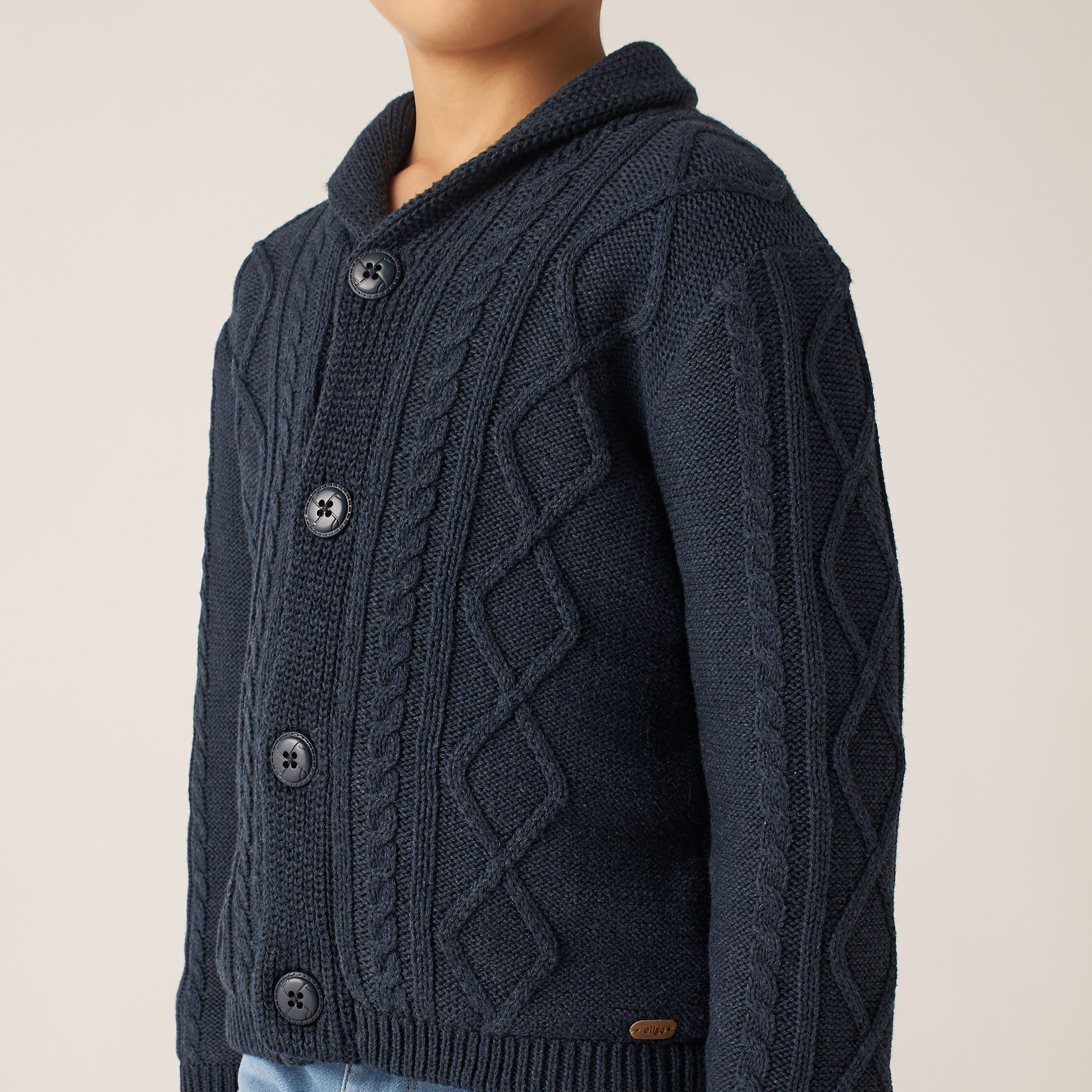 Eligo Cable Knit Cardigan with Long Sleeves