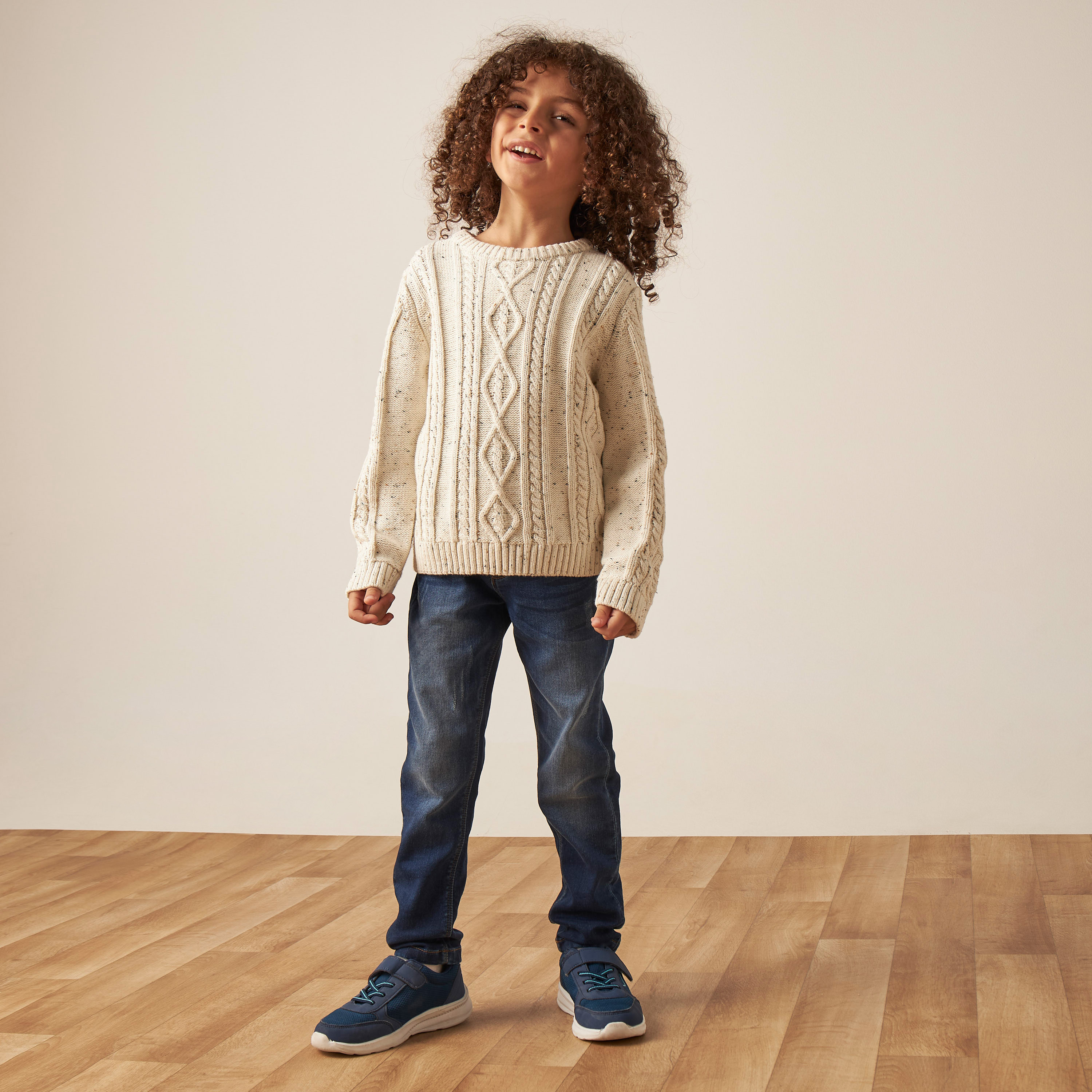 Eligo Textured Pullover with Crew Neck and Long Sleeves-boys-clothing-jumpersandcardigans-image-2
