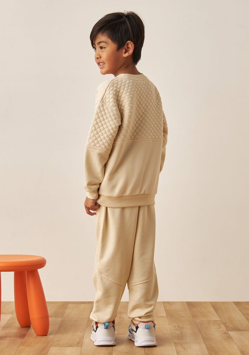 BROWN JOGGING PANTS IN QUILTED JERSEY, BABY BROWN JOGGING PANTS IN QUILTED JERSEY, BABY