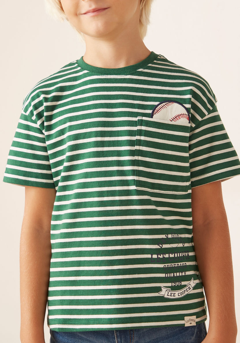Lee Cooper Striped T-shirt with Short Sleeves-T Shirts-image-3