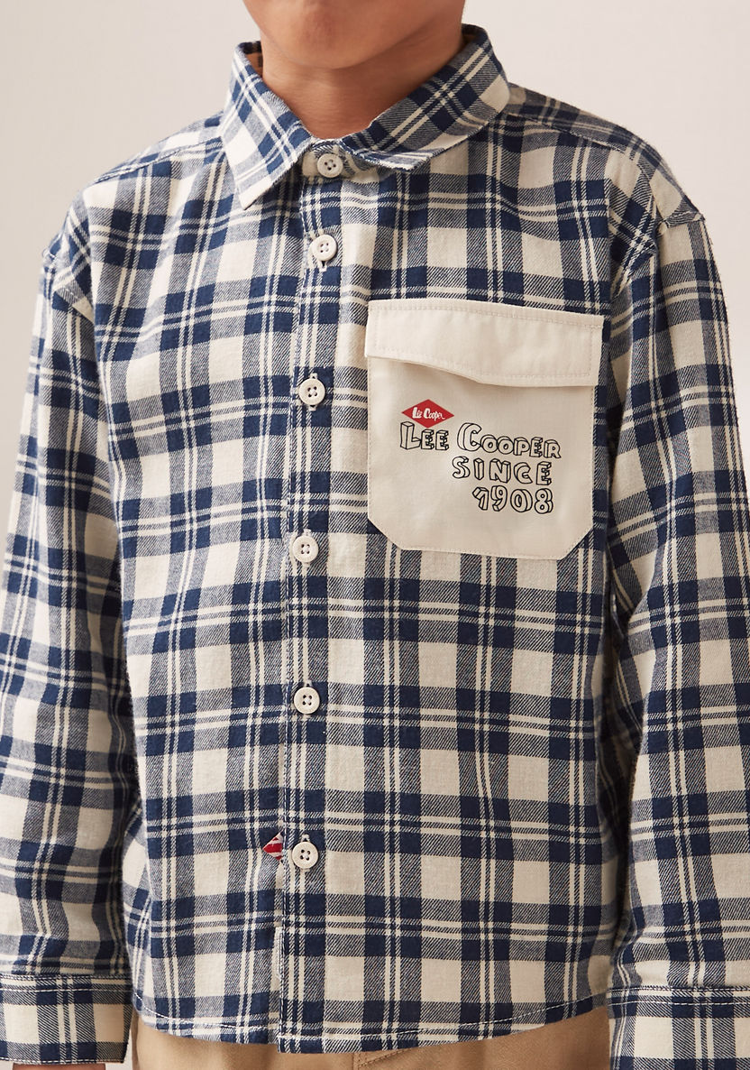 Lee Cooper Checked Shirt with Long Sleeves and Chest Pocket-Shirts-image-2