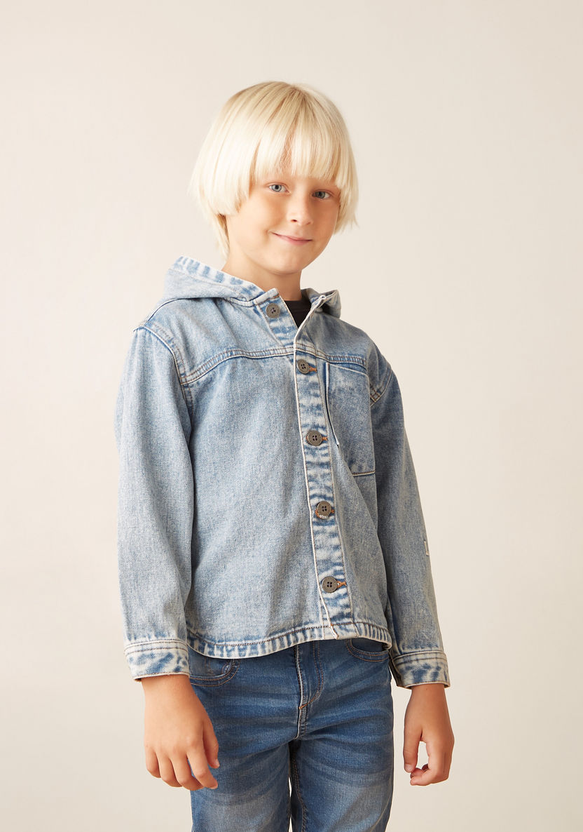 Lee Cooper Denim Shirt with Hood and Long Sleeves-Shirts-image-0