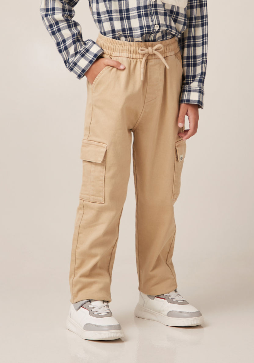 Lee Cooper Solid Cargo Pants with Drawstring Closure-Pants-image-0