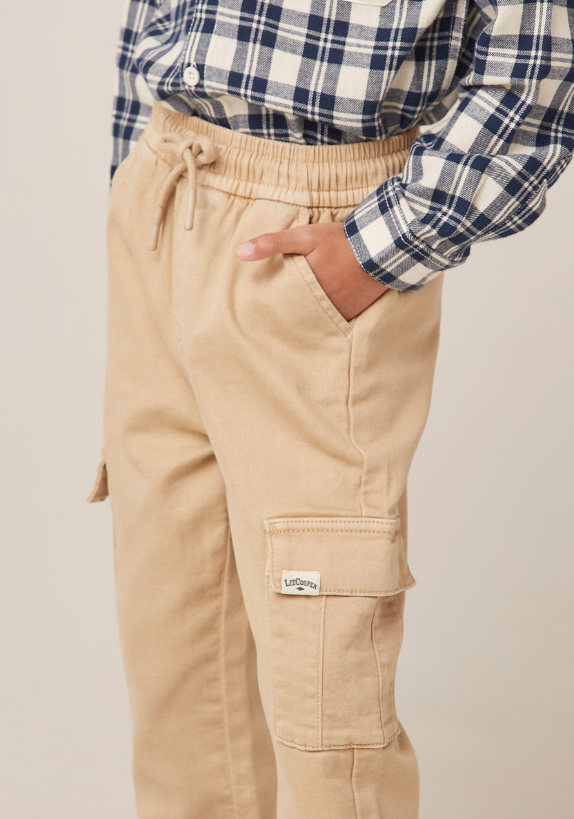 Lee Cooper Solid Cargo Pants with Drawstring Closure-Pants-image-2