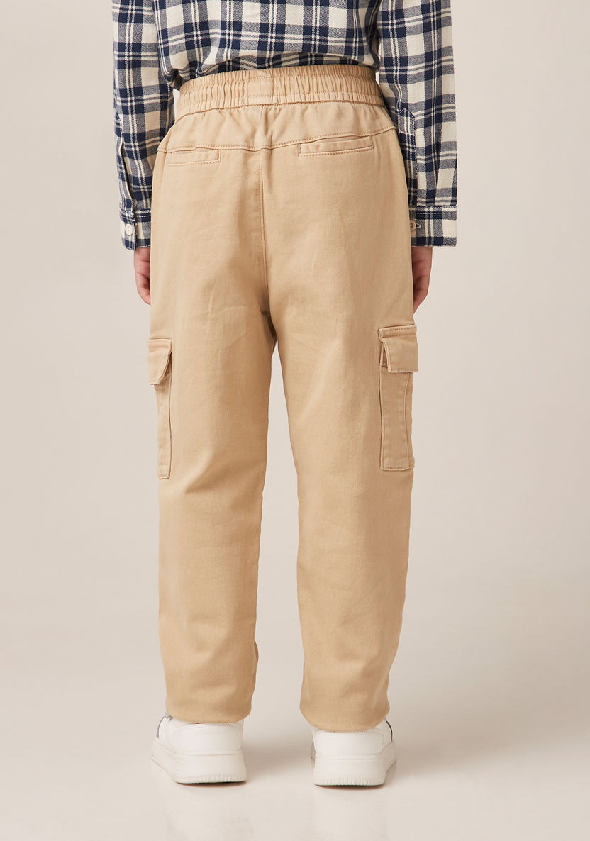Lee Cooper Solid Cargo Pants with Drawstring Closure-Pants-image-3
