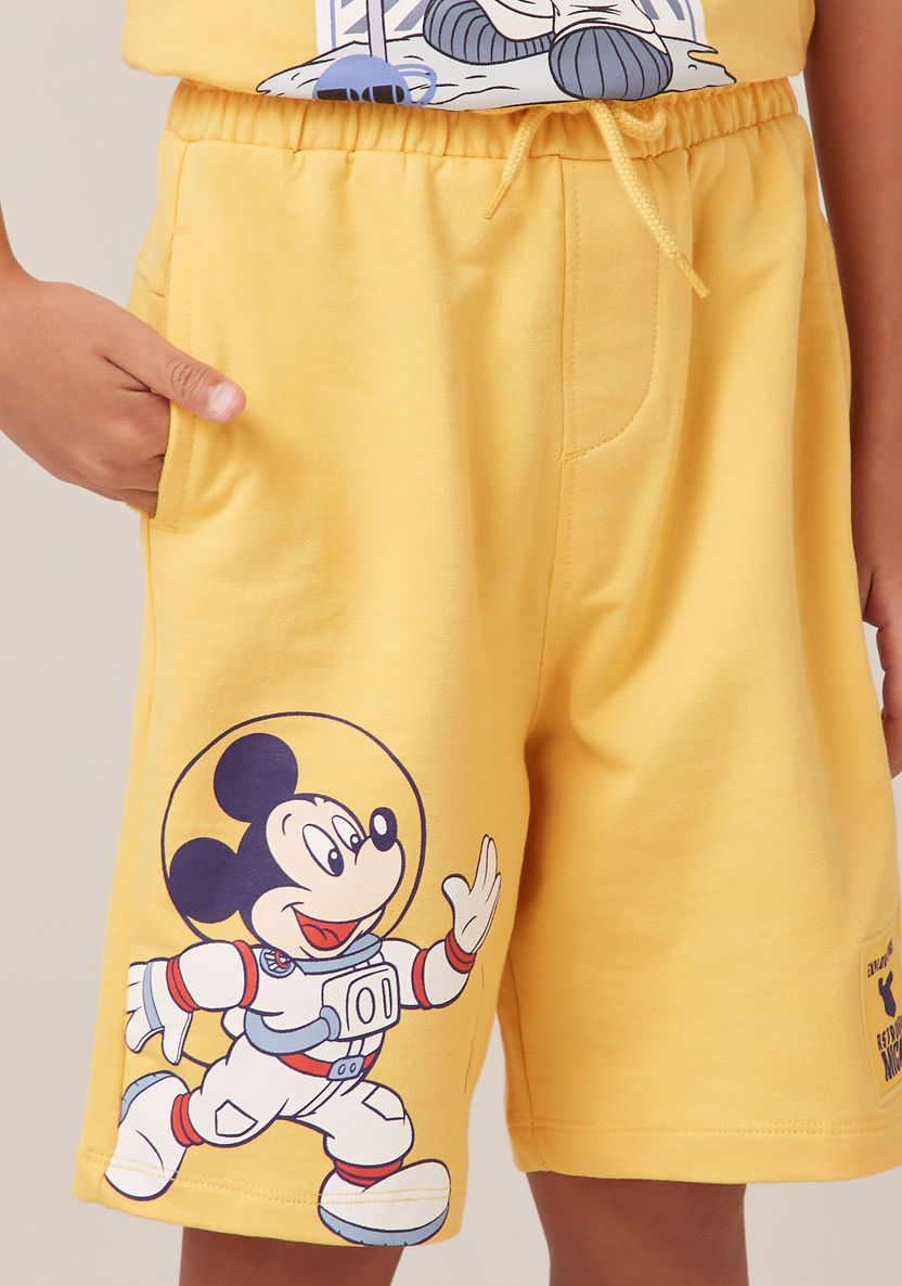 Disney Mickey Mouse Print Shorts with Drawstring Closure and Pockets-Shorts-image-0