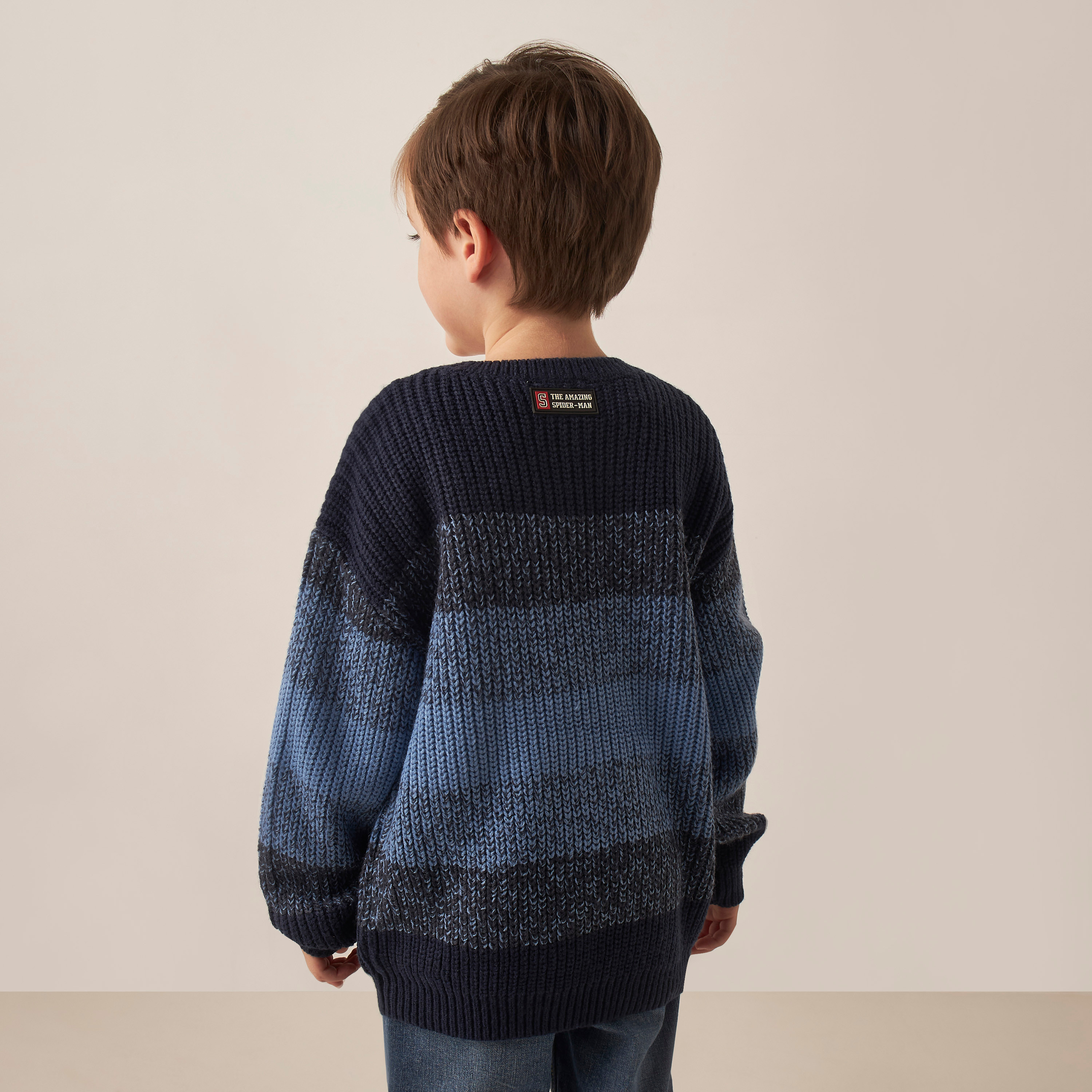 Spider-Man Textured Pullover with Long Sleeves and Crew Neck-baby-boys-clothing-winterwear-jumpersandcardigans-image-3