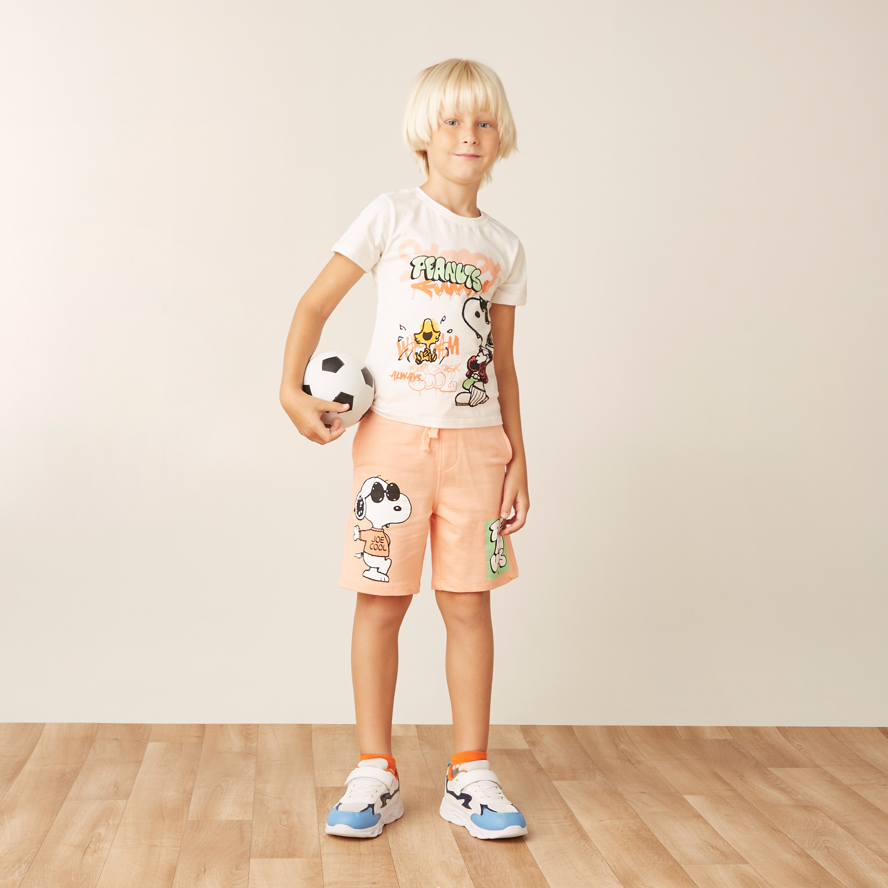 Snoopy Dog Print T-shirt and Shorts Set-boys-clothing-setsandcoords-image-1