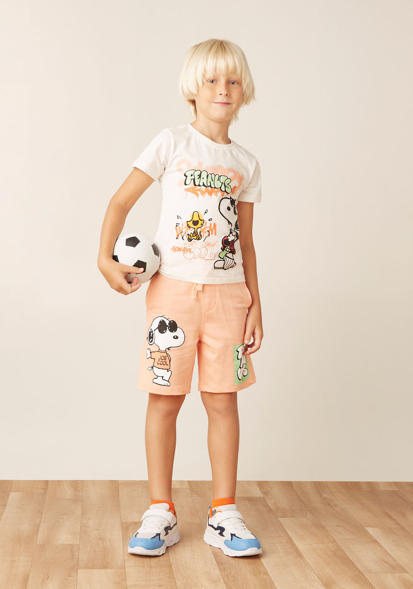 Snoopy Dog Print T-shirt and Shorts Set-Clothes Sets-image-0
