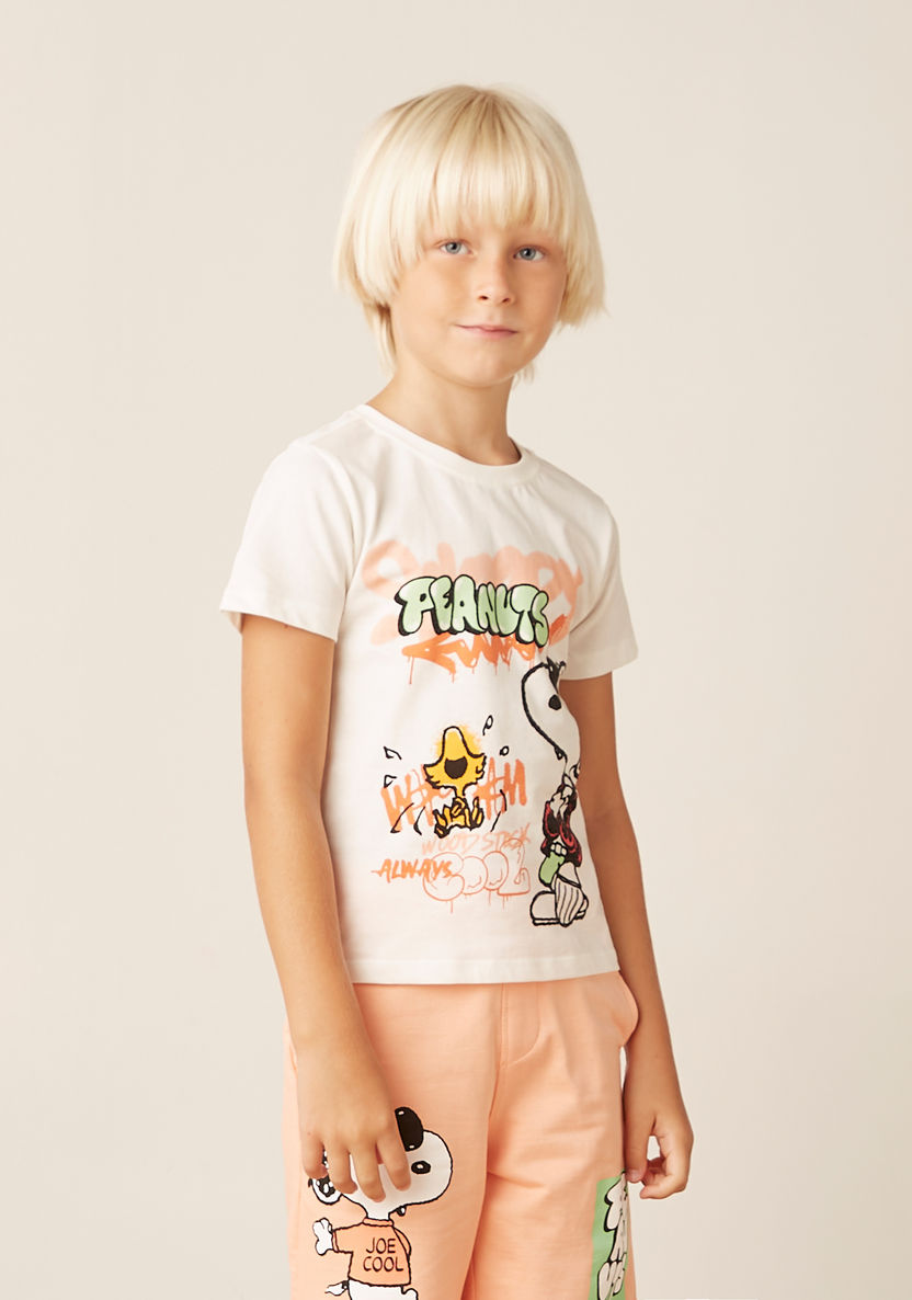 Snoopy Dog Print T-shirt and Shorts Set-Clothes Sets-image-1