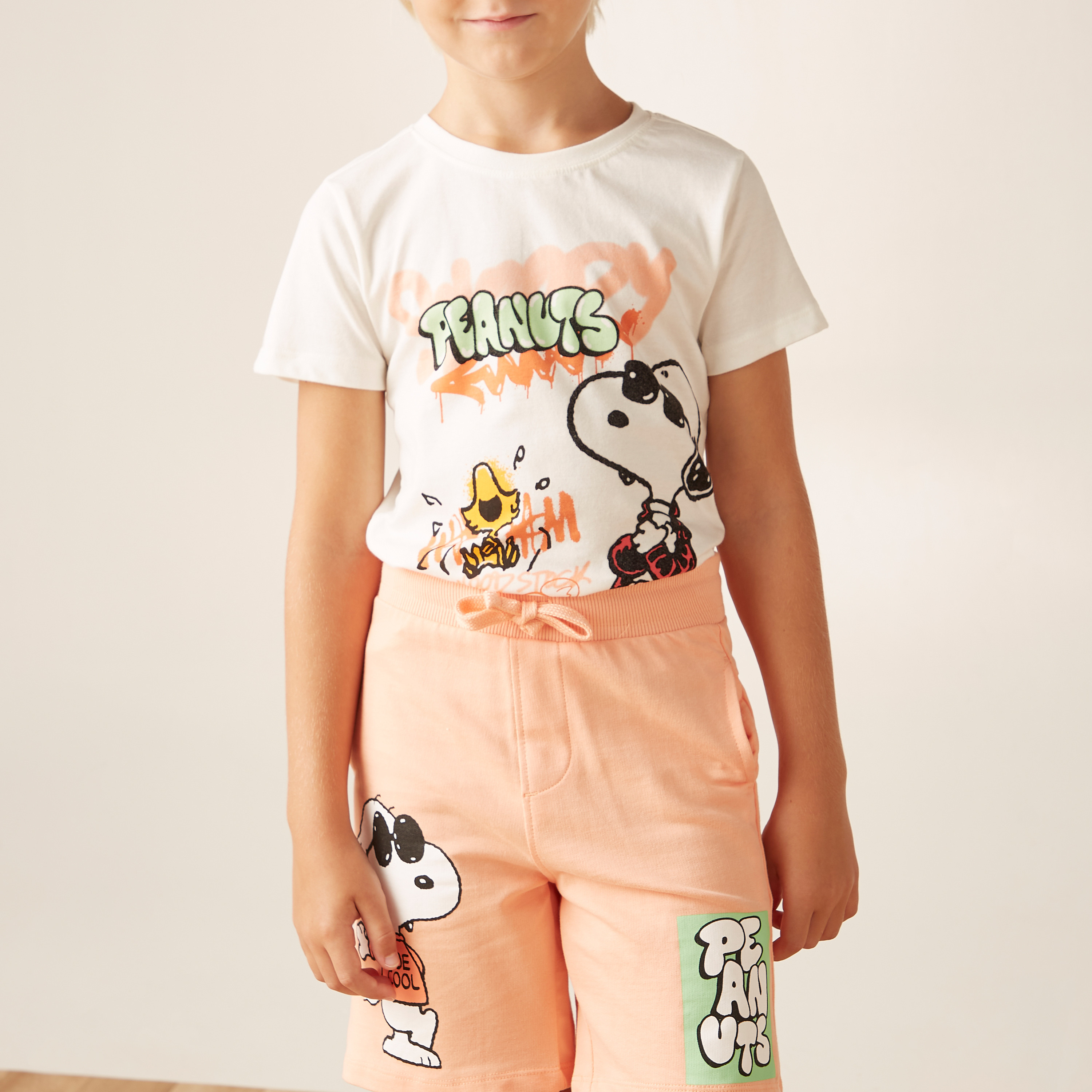 Snoopy Dog Print T-shirt and Shorts Set-boys-clothing-setsandcoords-image-3