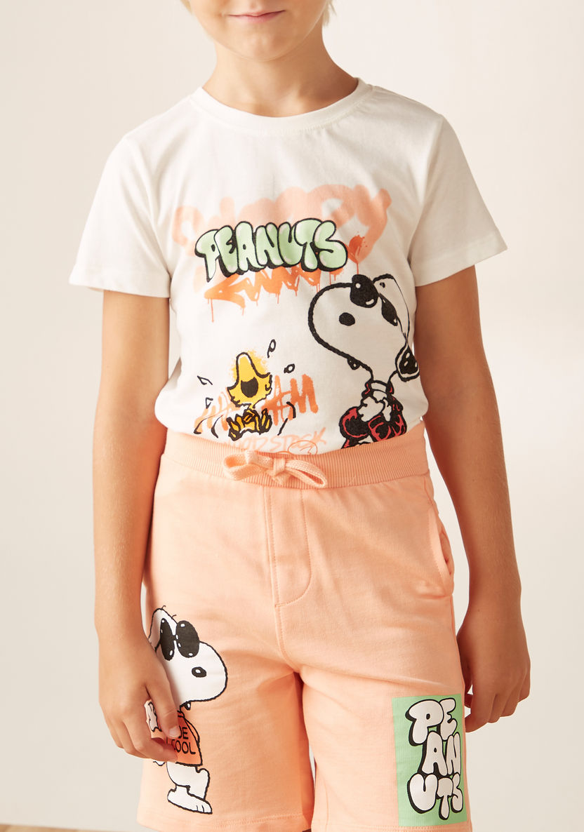 Snoopy Dog Print T-shirt and Shorts Set-Clothes Sets-image-2