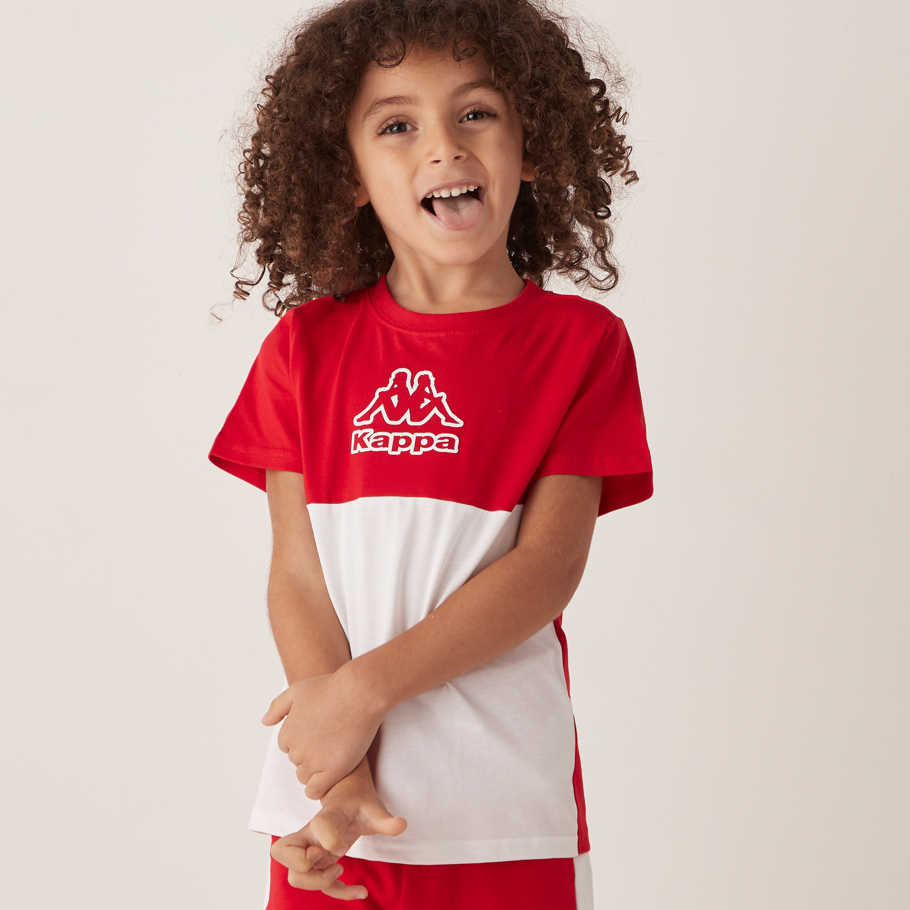Kappa Logo Print T-shirt with Round Neck and Short Sleeves-sports-boys-clothing-tops-image-3