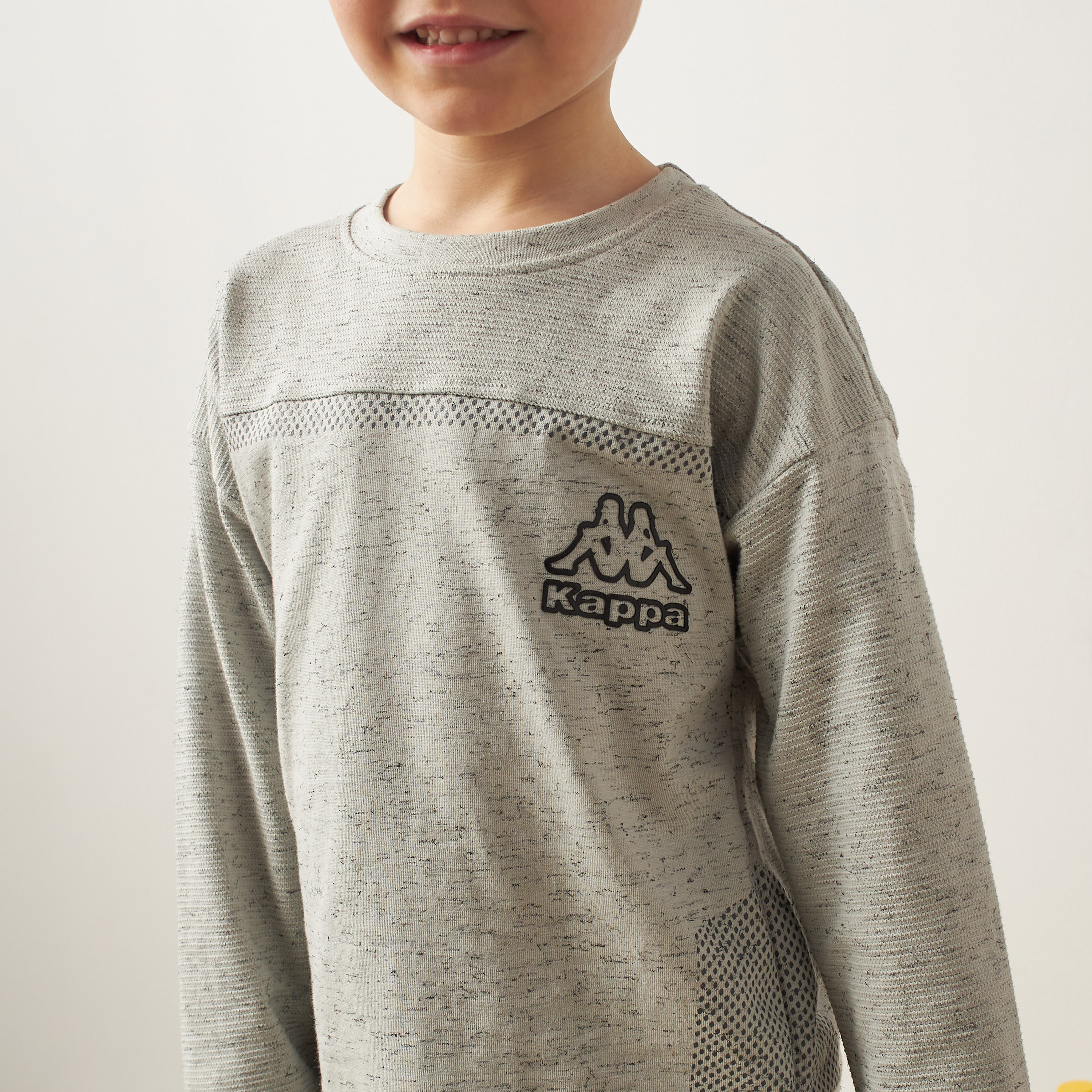 Kappa Logo Print Round Neck T-shirt with Long Sleeves-sports-boys-clothing-tops-image-3