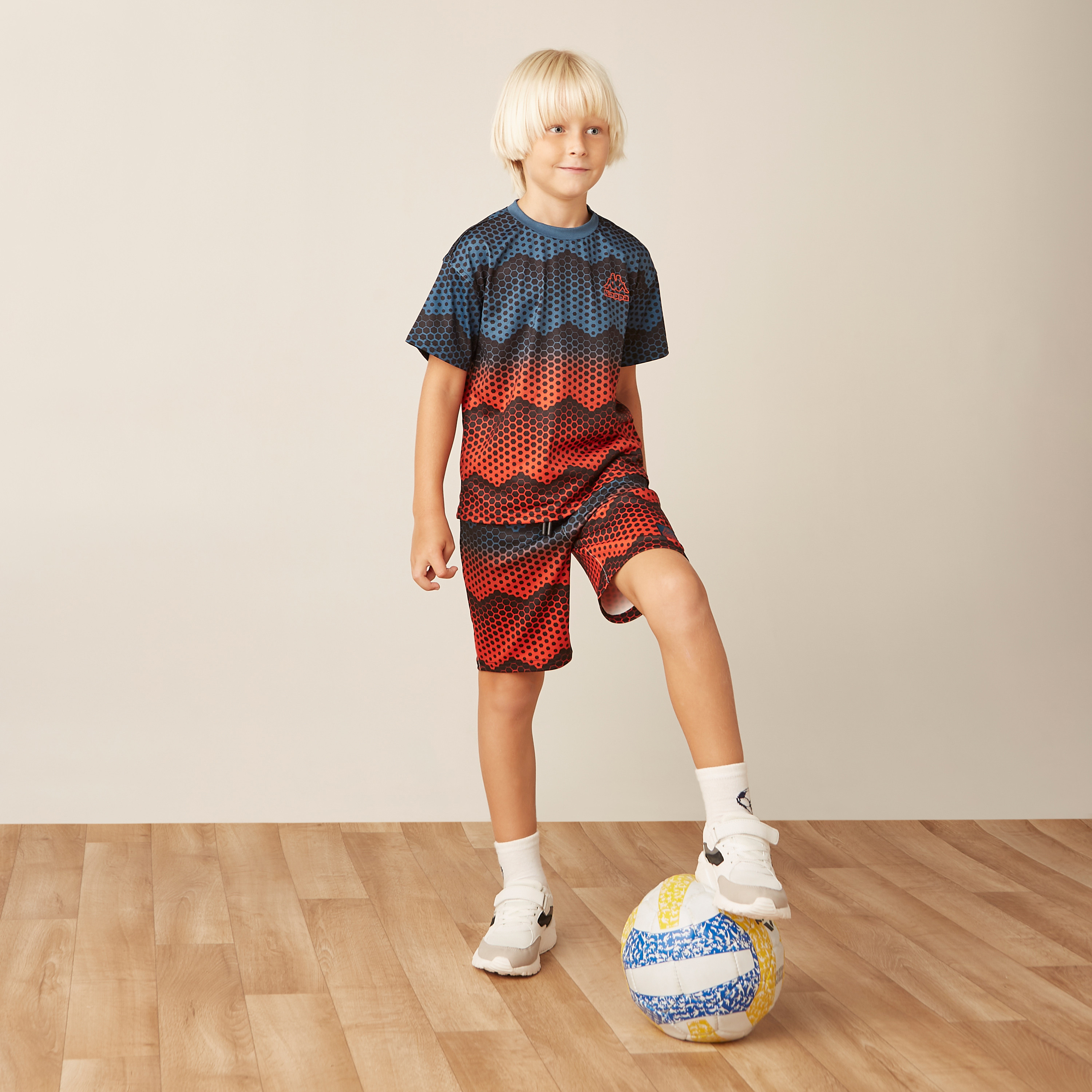 Kappa Printed Short Sleeves T-shirt and Shorts Set-boys-clothing-setsandcoords-image-1