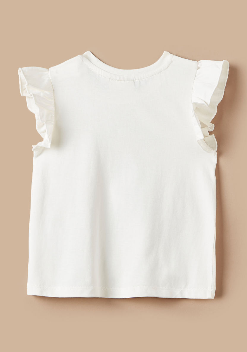 Juniors Bunny Print Sleeveless T-shirt with Ruffles-T Shirts-image-3