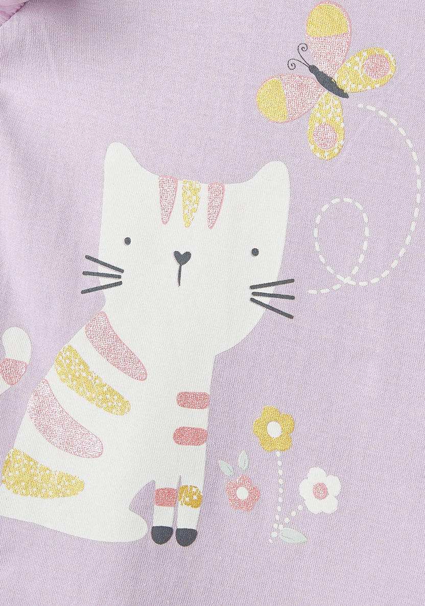 Juniors Cat Print Sleeveless T-shirt-T Shirts-image-1