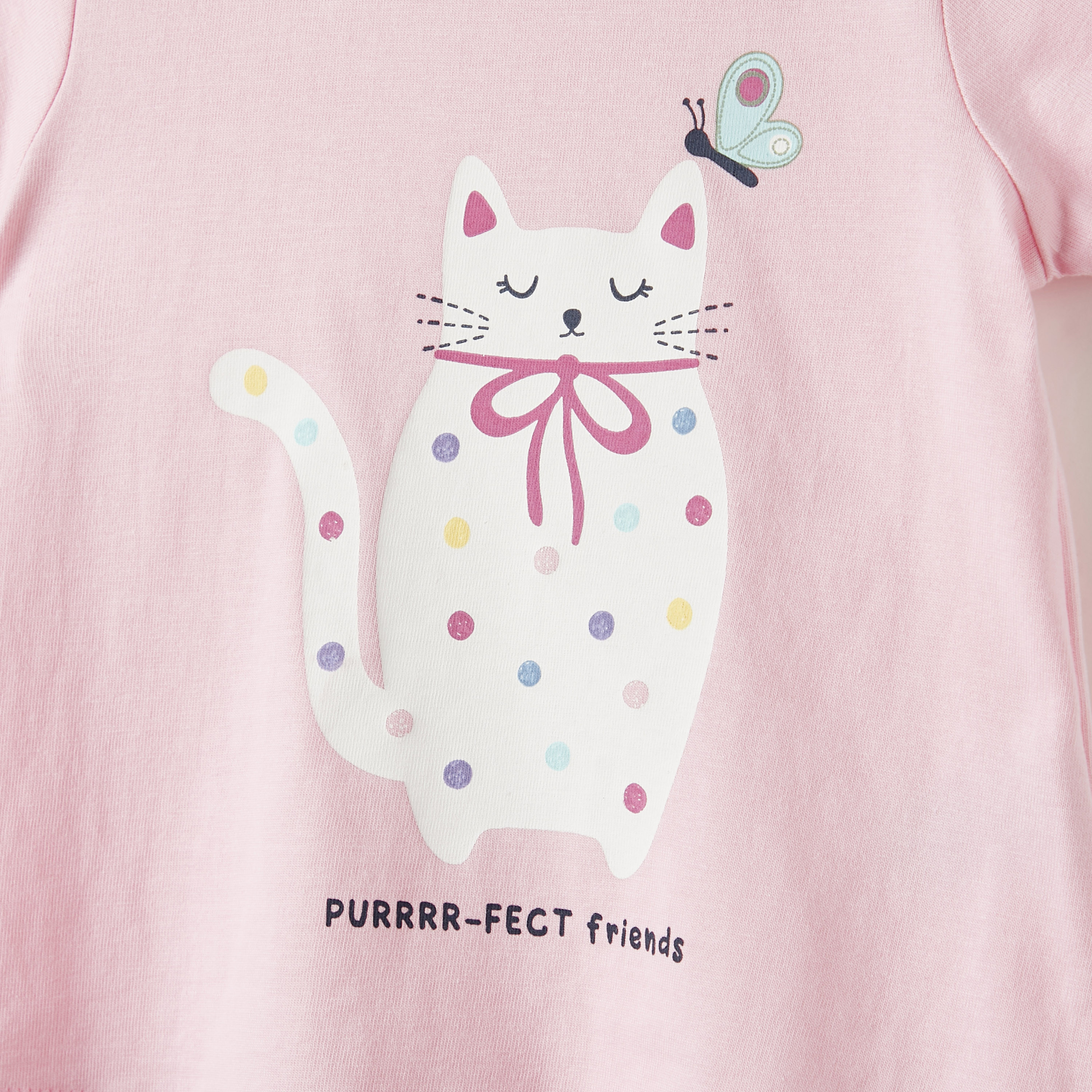 Juniors Printed T-shirt with Short Sleeves and Round Neck-baby-girls-clothing-tshirts-image-4