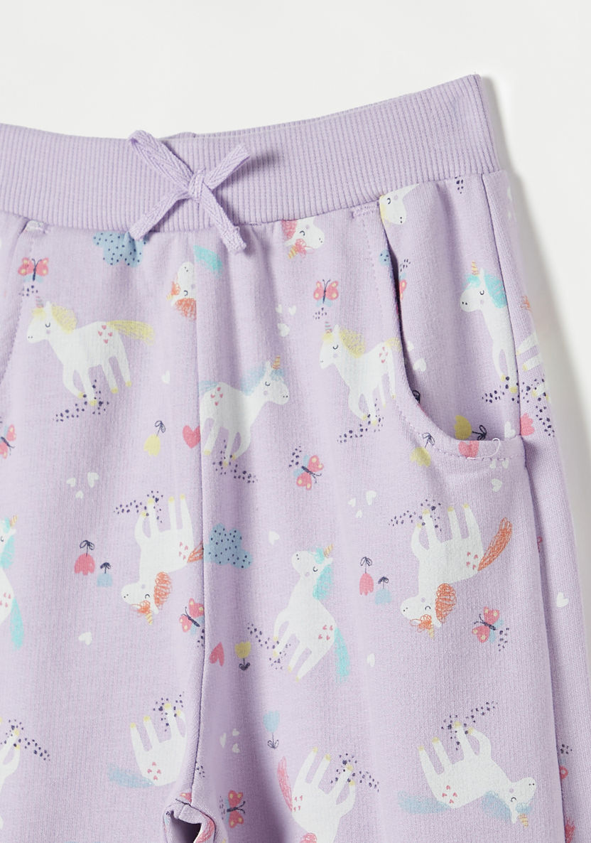 Juniors All-Over Unicorn Print Pants with Drawstring Closure and Pockets-Pants-image-1