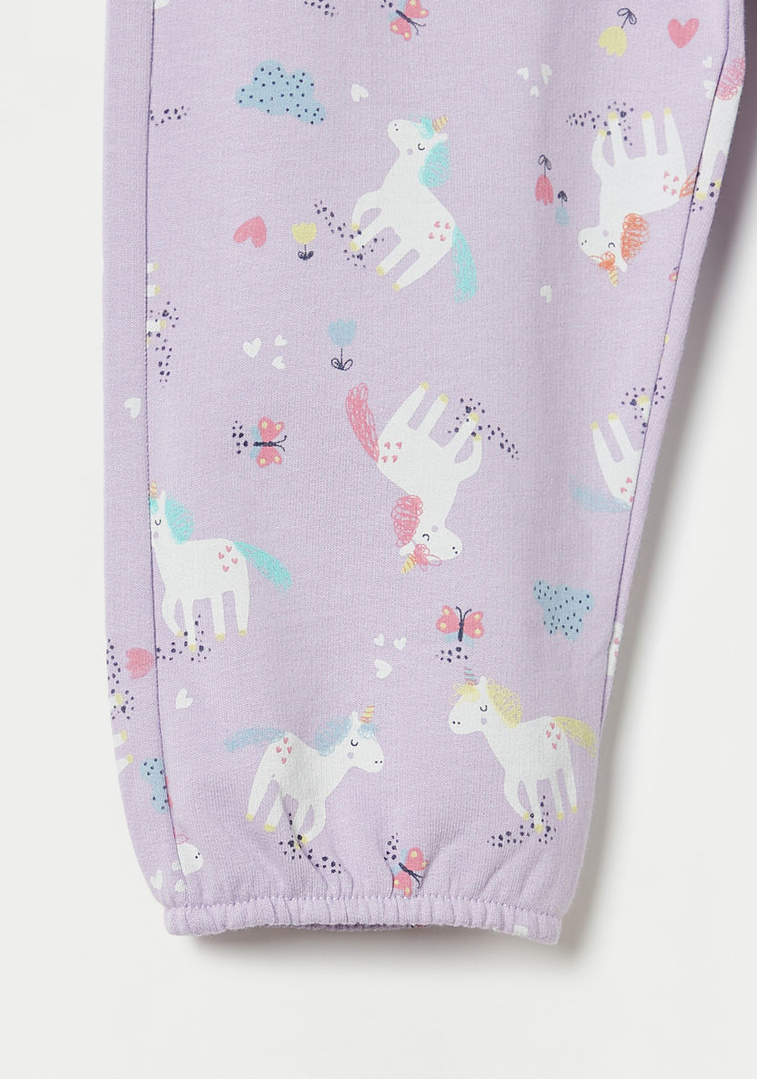 Juniors All-Over Unicorn Print Pants with Drawstring Closure and Pockets-Pants-image-2
