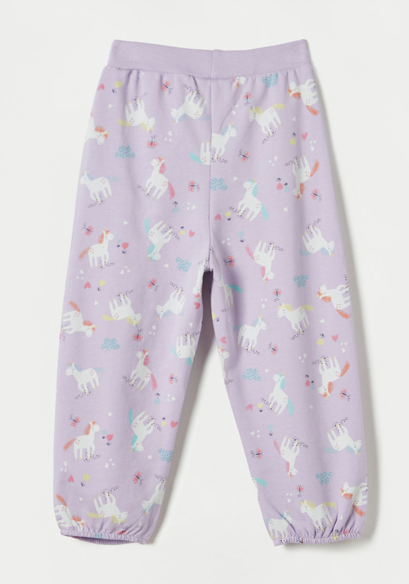 Juniors All-Over Unicorn Print Pants with Drawstring Closure and Pockets-Pants-image-3